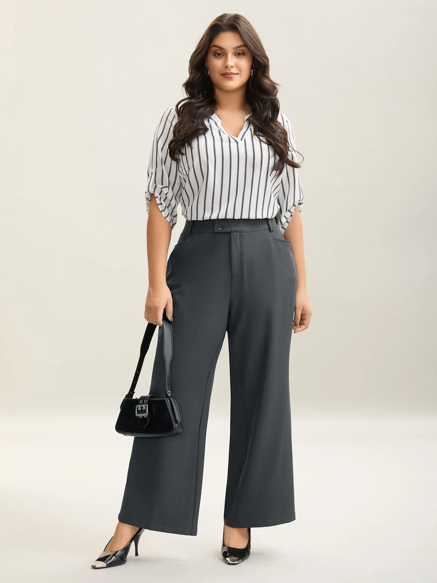 Overlap Waist Buckles Classic Bootcut Pants sold by Bloomchic product image thumbnail 3