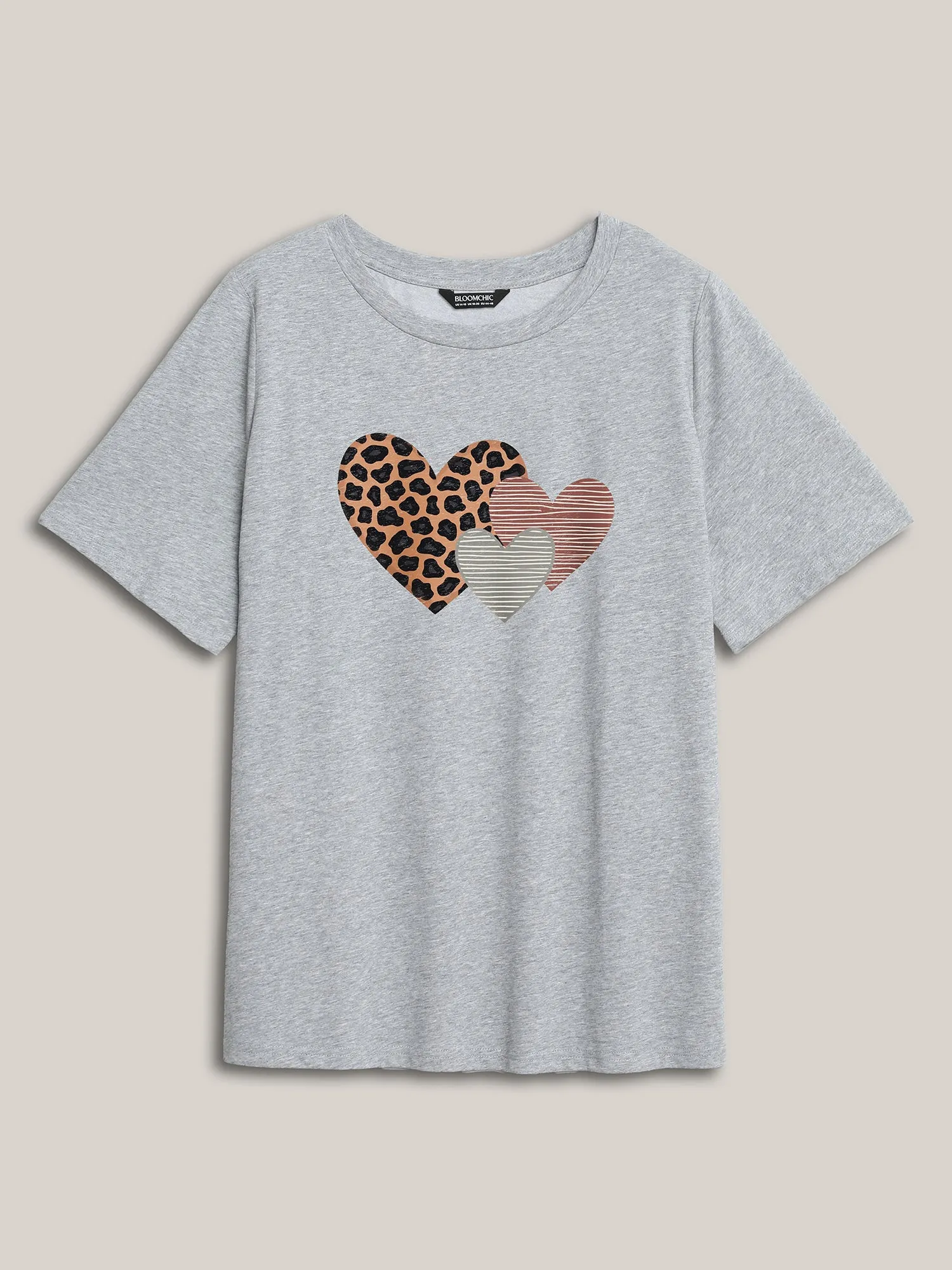 Striped Hearts Pattern Crewneck T-Shirt sold by Bloomchic