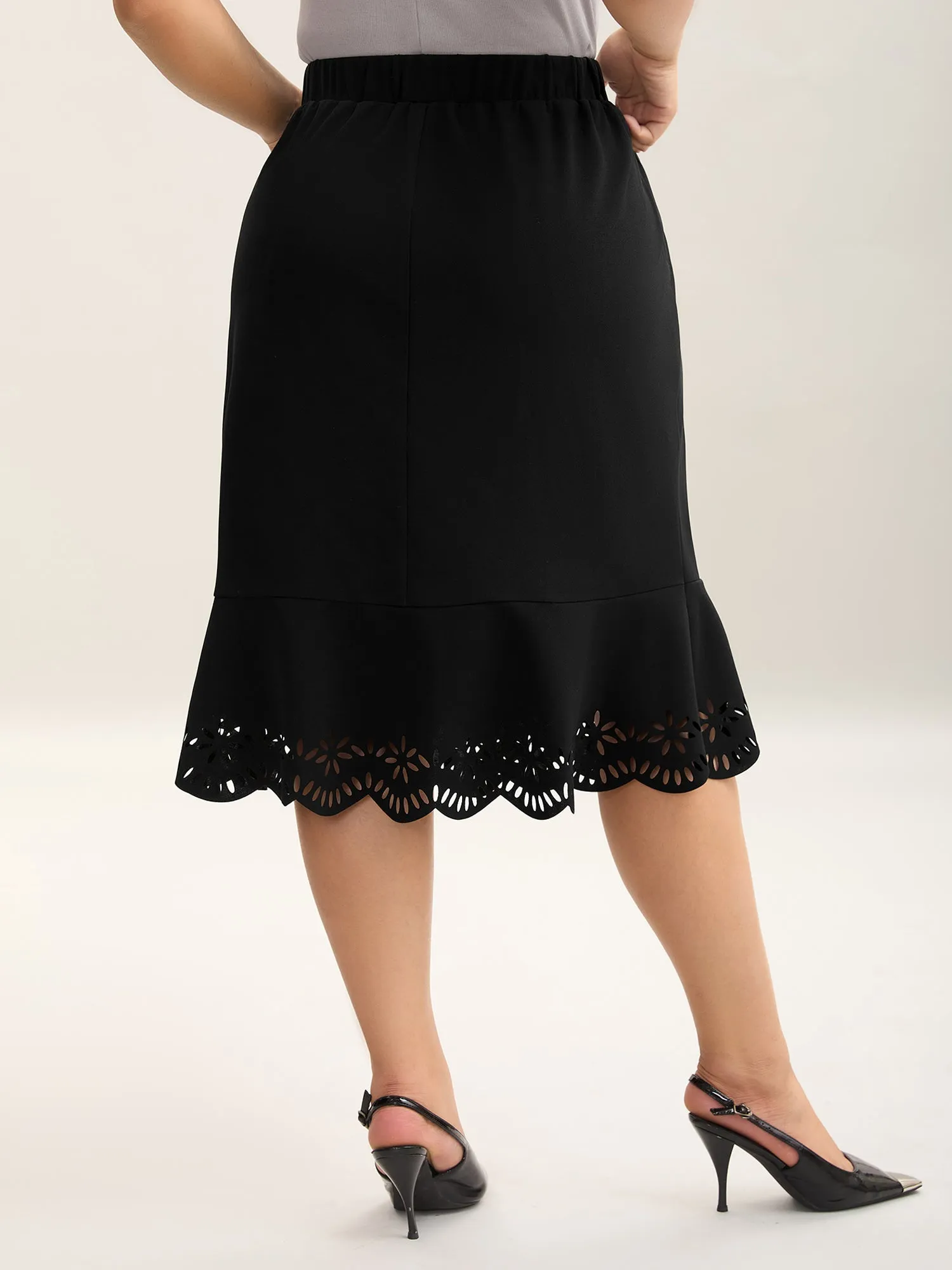 Laser Cut Scalloped Fishtail Maxi Skirt sold by Bloomchic product image thumbnail 4