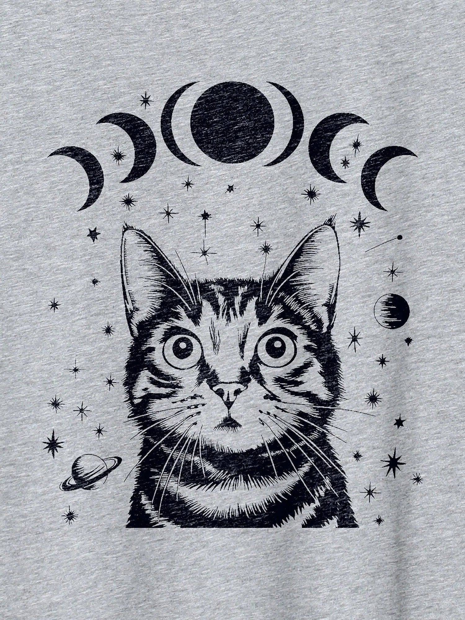 Celestial Cat Pattern Crewneck T-Shirt sold by Bloomchic product image thumbnail 2