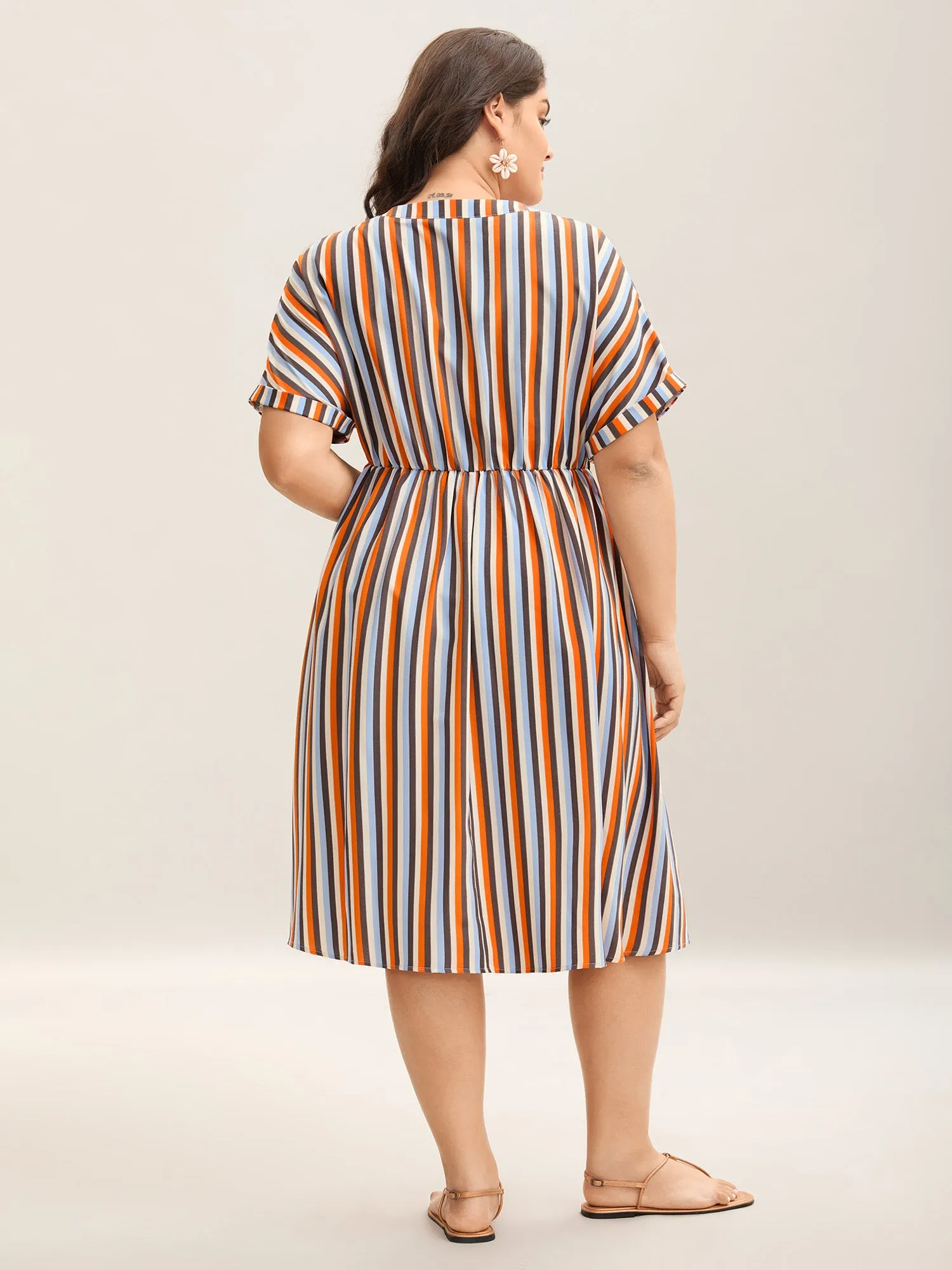 Stripes Notched Collar Pockets Midi Dress sold by Bloomchic product image thumbnail 4