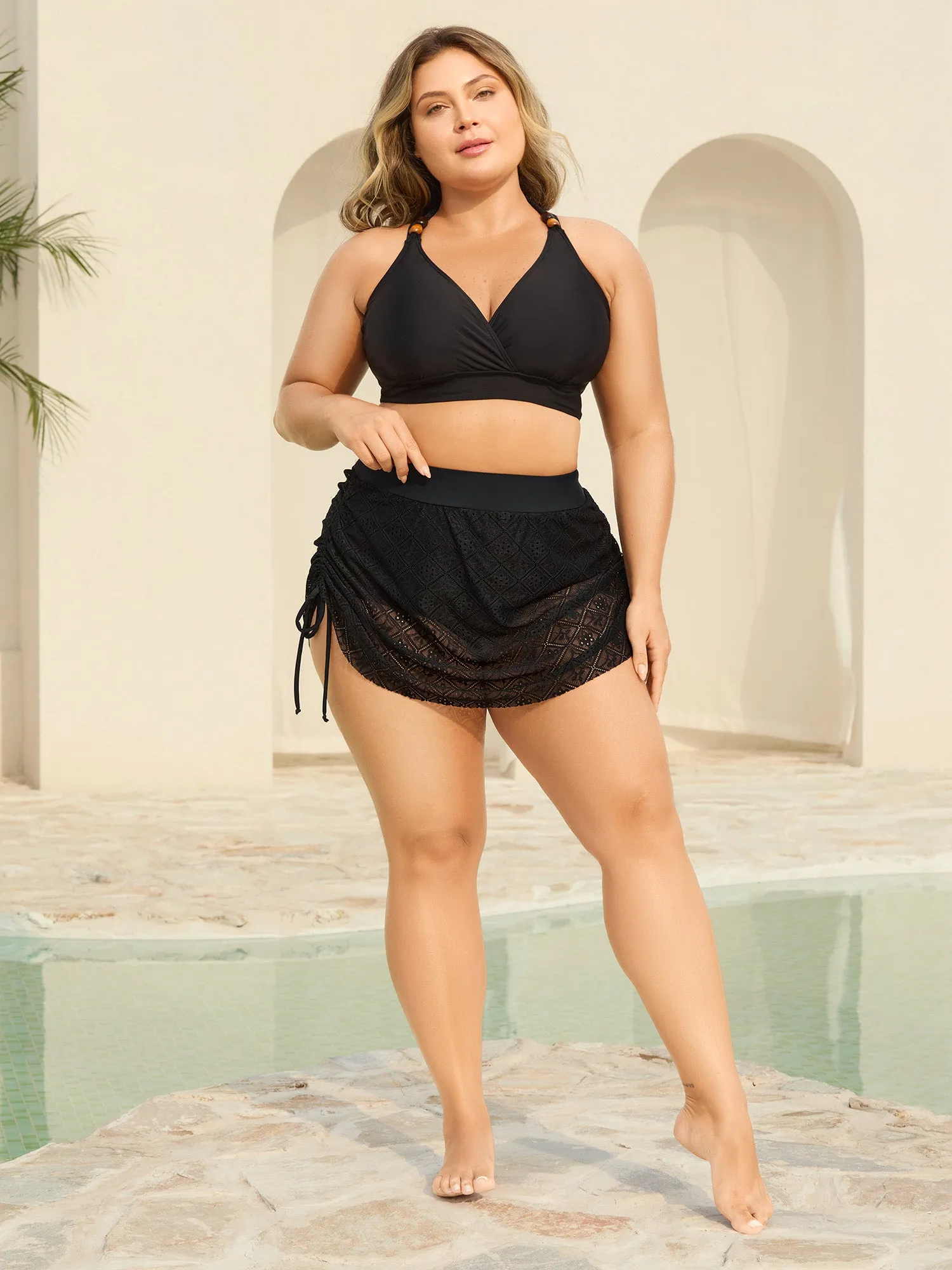 Lace Adjustable Coverage Drawstring Swim Bottoms sold by Bloomchic product image thumbnail 4