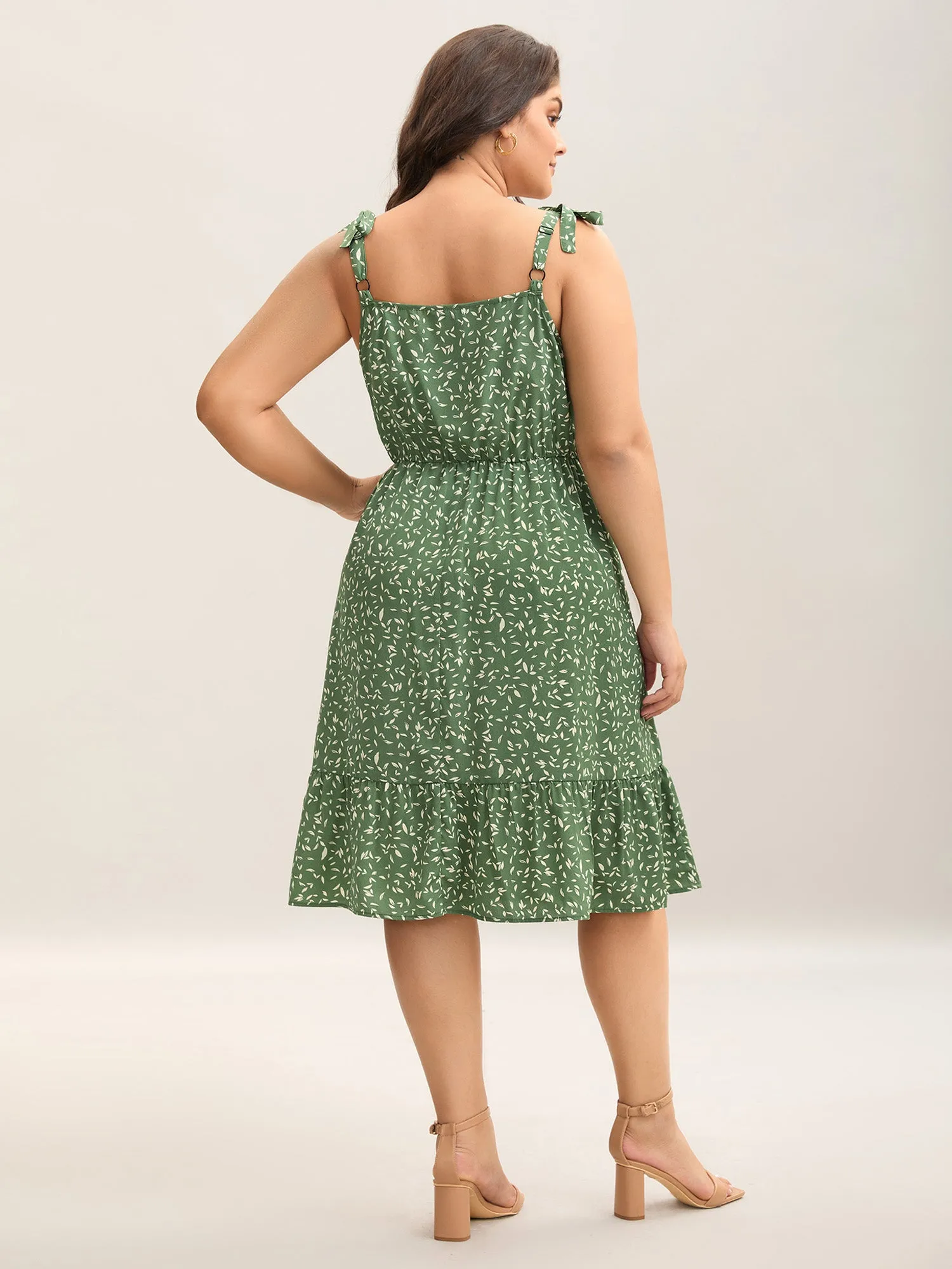 Tiny Petal Print Tied Shoulder Midi Dress sold by Bloomchic product image thumbnail 4