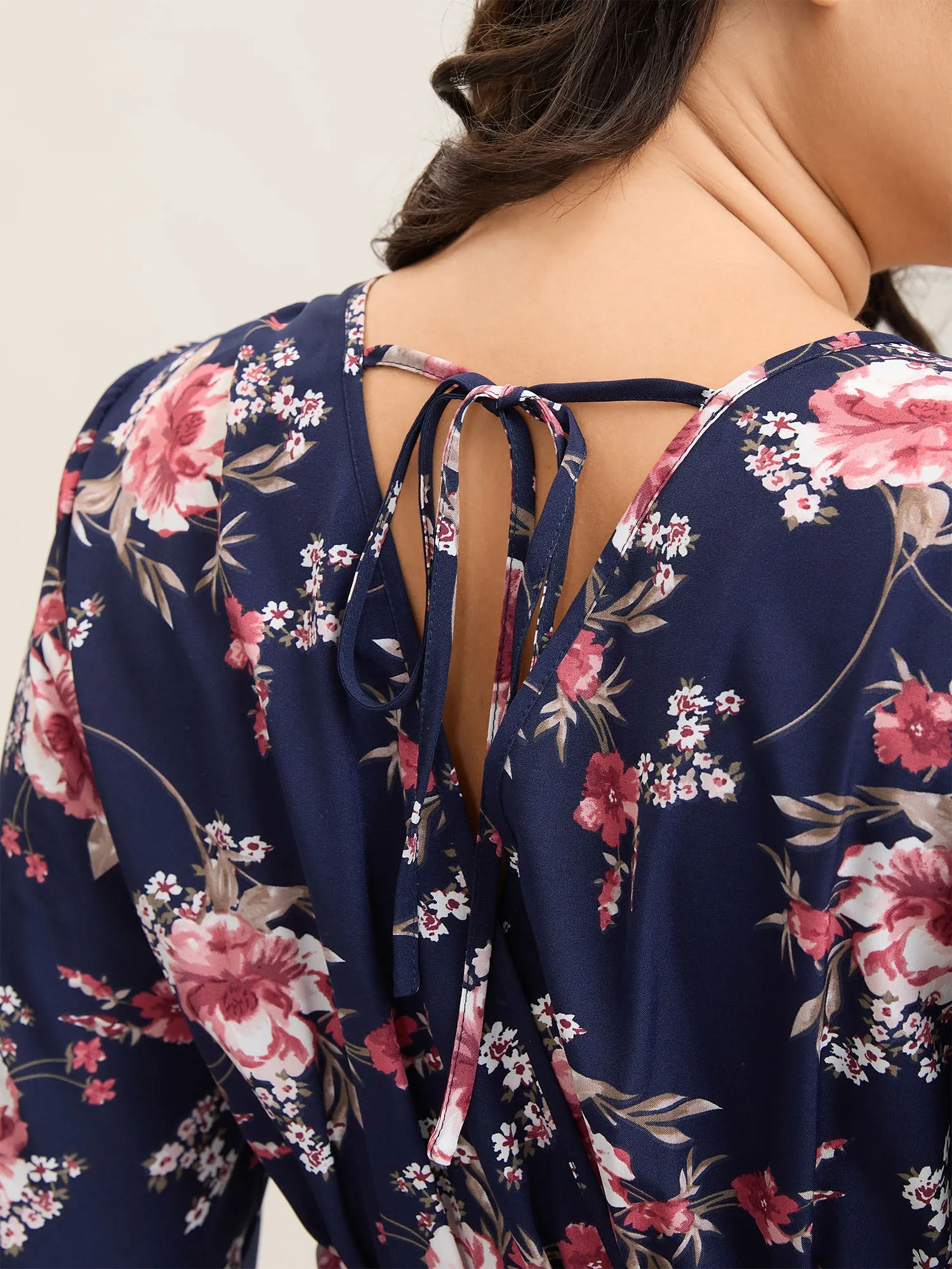 Large Flower Pattern Pockets Belted Jumpsuit sold by Bloomchic product image thumbnail 2