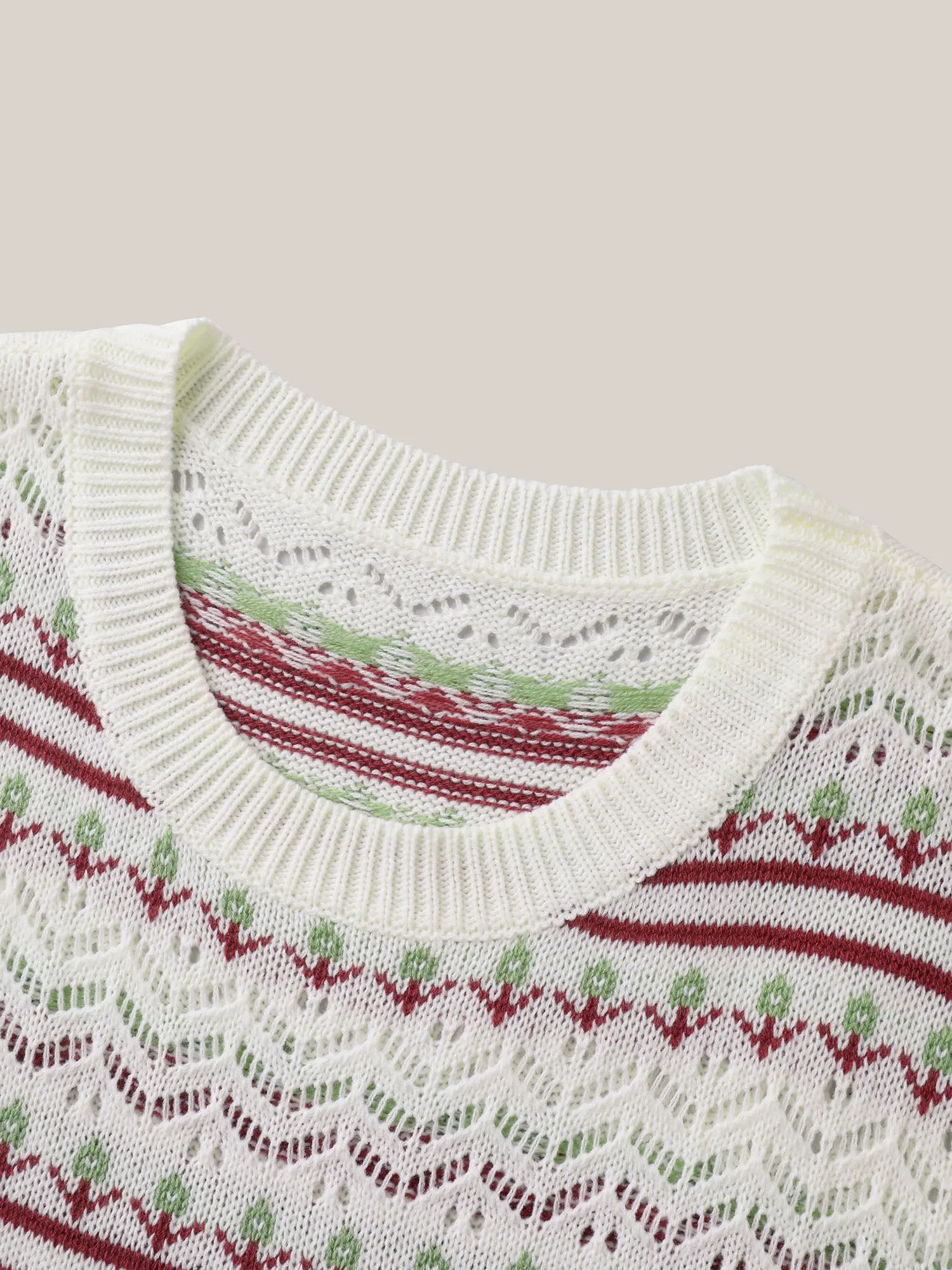 Jacquard Pattern Crew Neck Ribbed Pullover sold by Bloomchic product image thumbnail 5