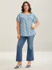 Floral Print Petal Sleeve Pleated Neck Blouse sold by Bloomchic