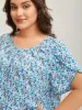 Floral Print Petal Sleeve Pleated Neck Blouse sold by Bloomchic