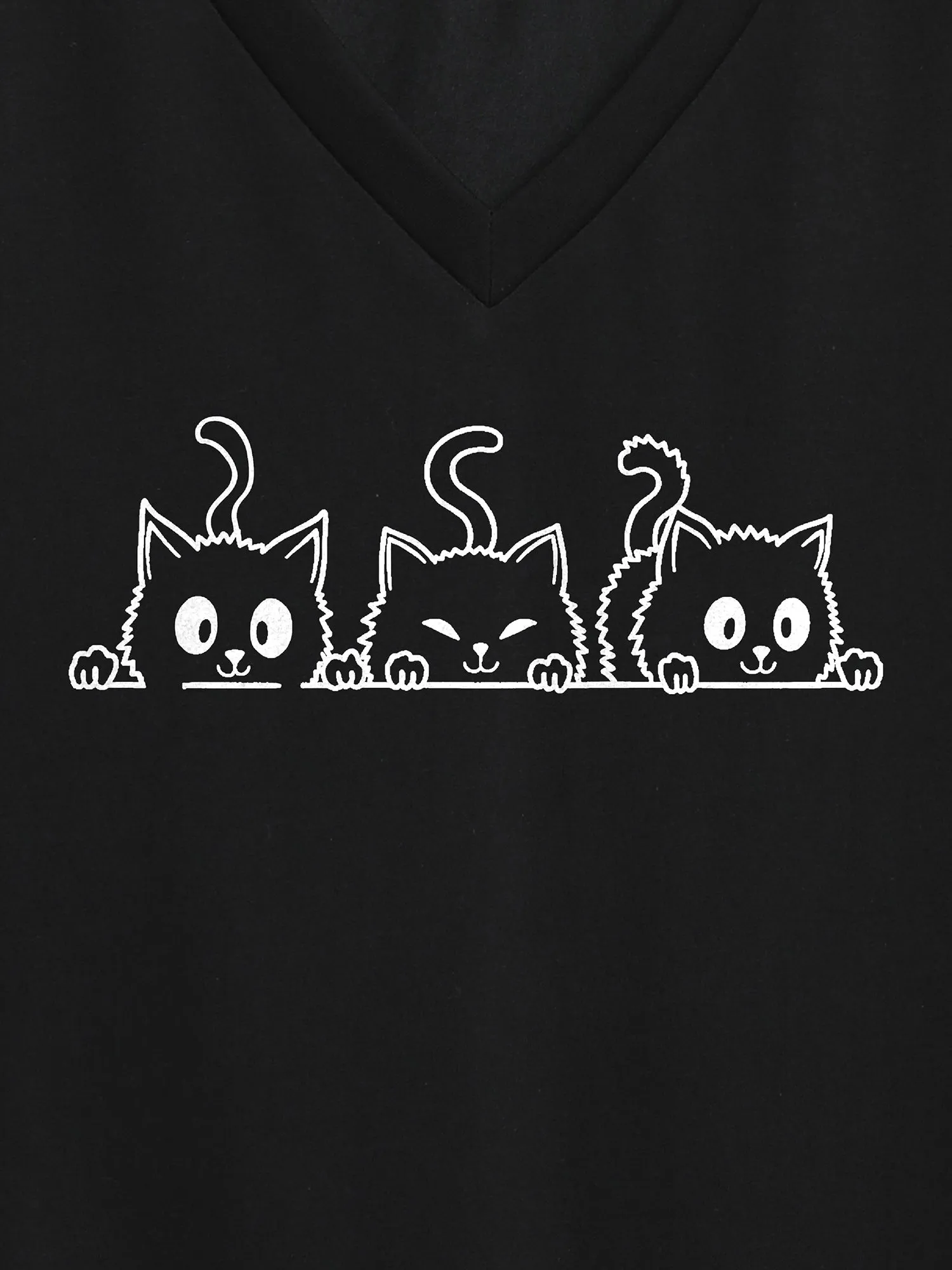 Curious Cats Pattern Crewneck T-Shirt sold by Bloomchic product image thumbnail 2