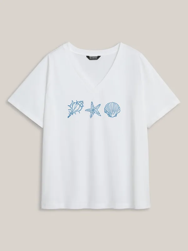 Seashells Pattern Crewneck T-Shirt sold by Bloomchic