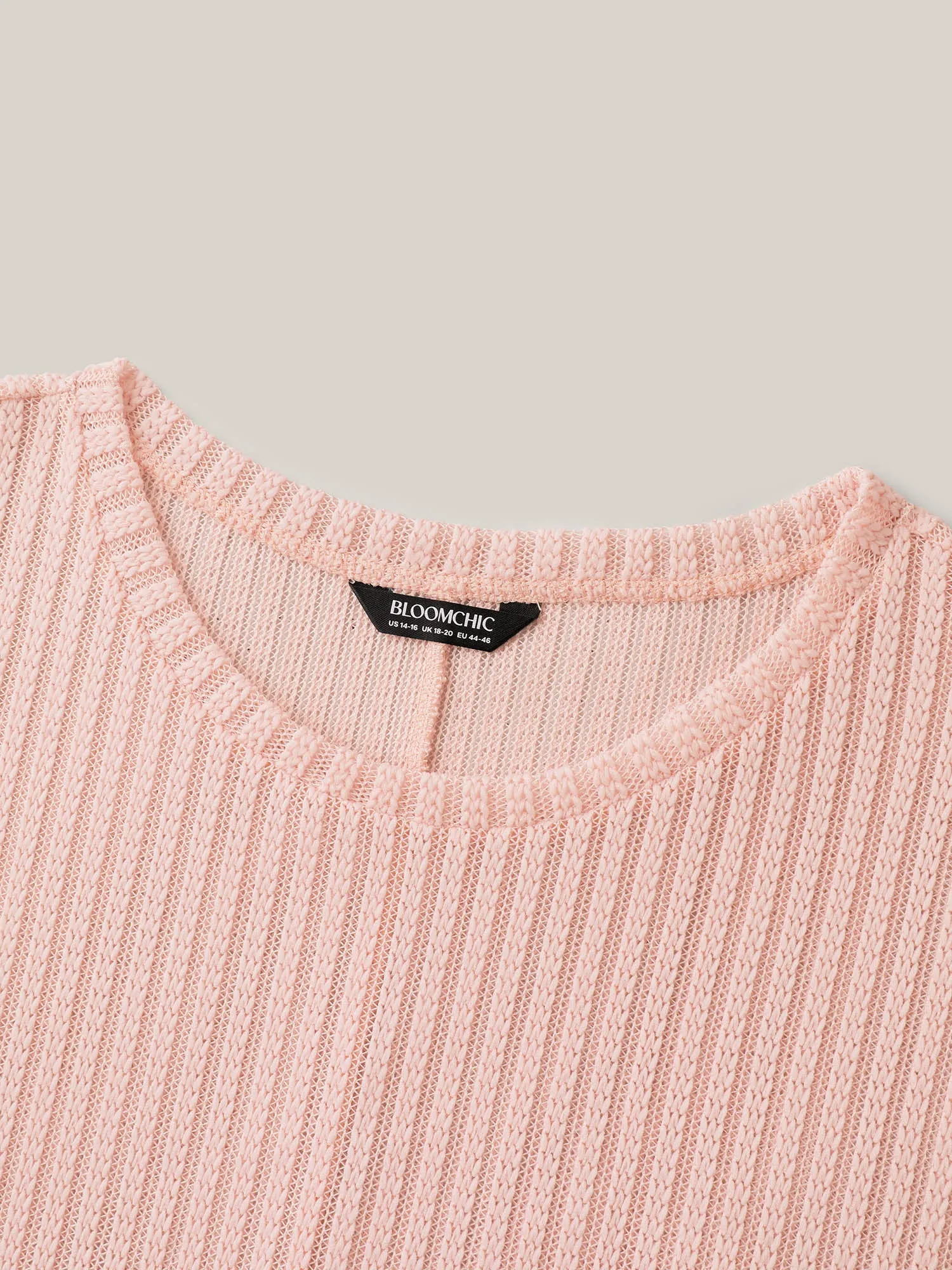 Sheer Stretchy Knit Crewneck Top sold by Bloomchic product image thumbnail 5