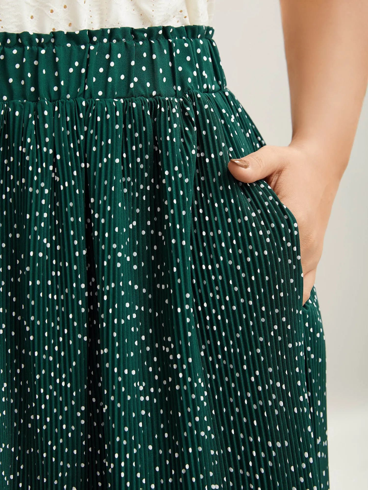 Fine Dots Print Smocked Waist Midi Skirt sold by Bloomchic product image thumbnail 2
