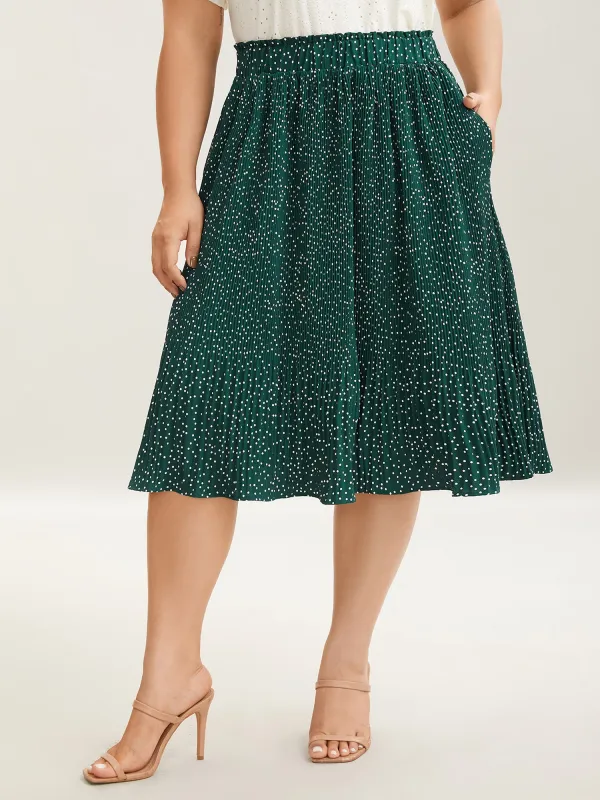 Fine Dots Print Smocked Waist Midi Skirt sold by Bloomchic