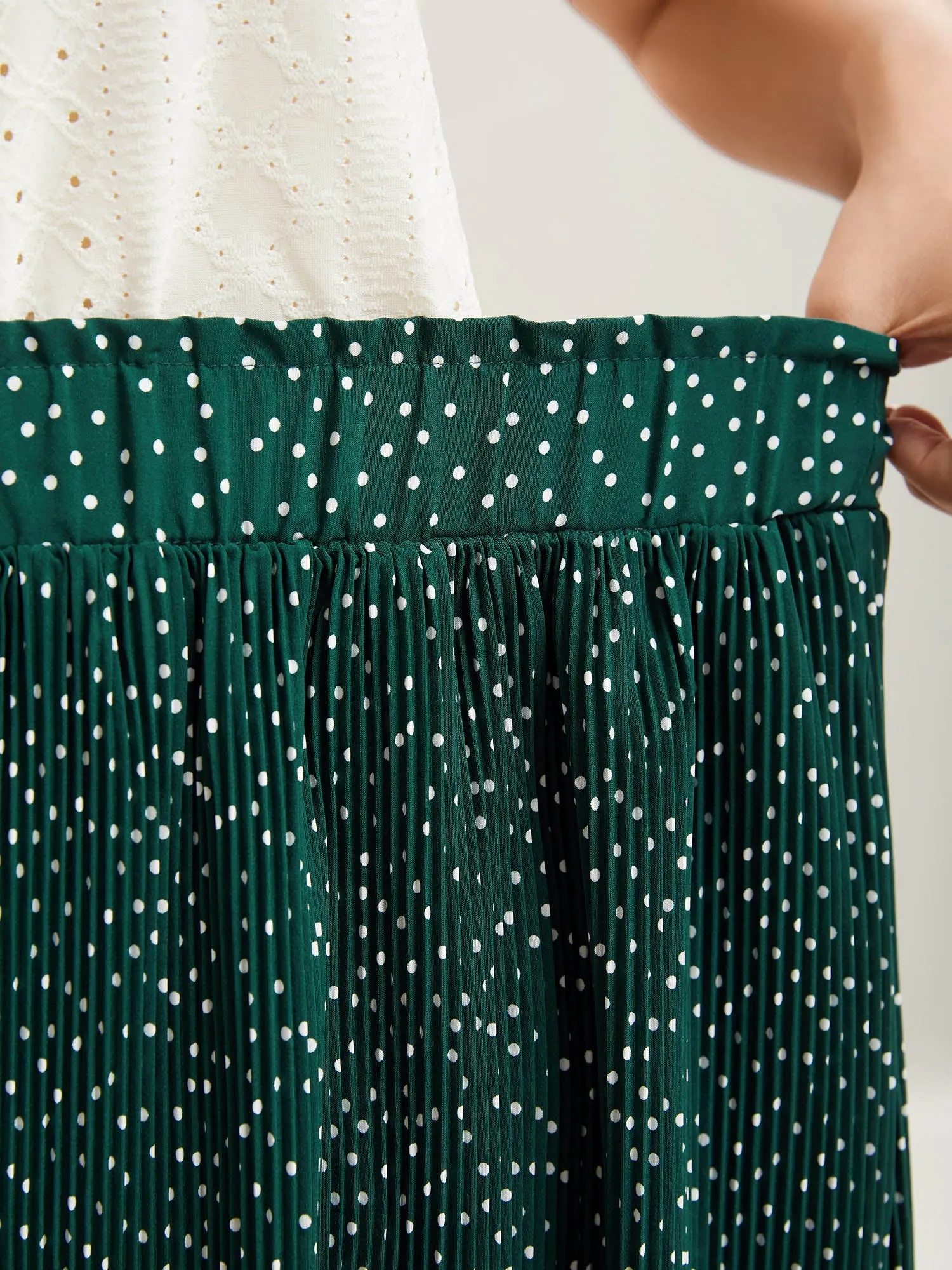 Fine Dots Print Smocked Waist Midi Skirt sold by Bloomchic product image thumbnail 3