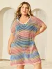 Color Contrast Spliced Crochet Swim Cover-Up sold by Bloomchic