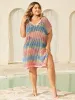Color Contrast Spliced Crochet Swim Cover-Up sold by Bloomchic