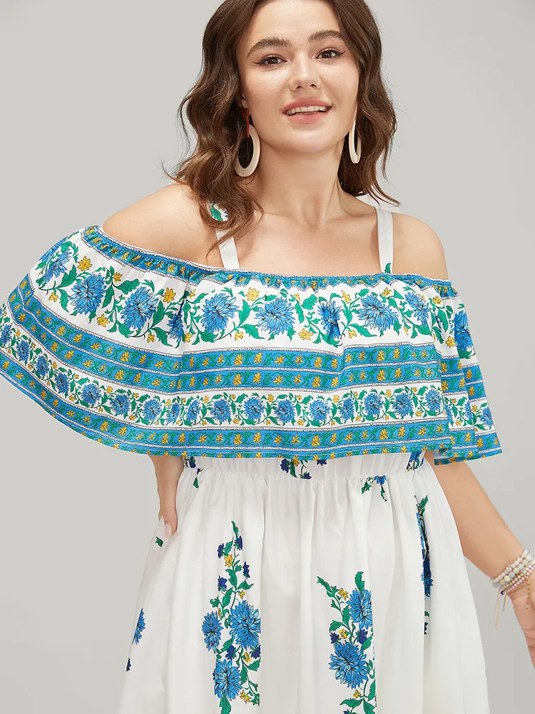 Bandana Print Flutter Pocket Cold Shoulder Dress sold by Bloomchic product image thumbnail 5