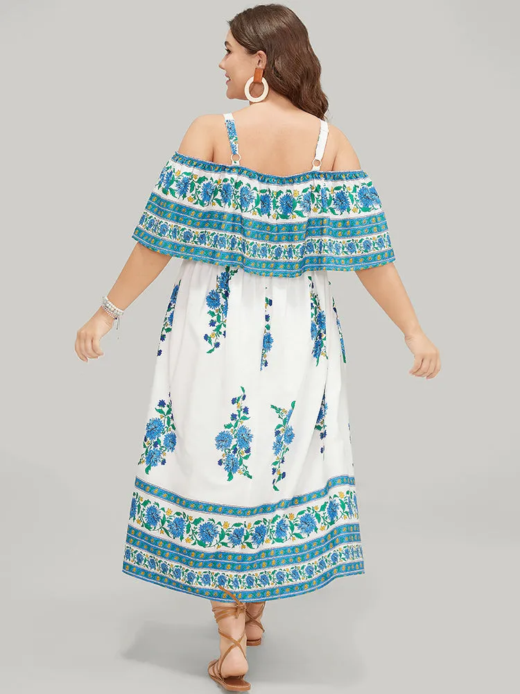 Bandana Print Flutter Pocket Cold Shoulder Dress sold by Bloomchic product image thumbnail 4