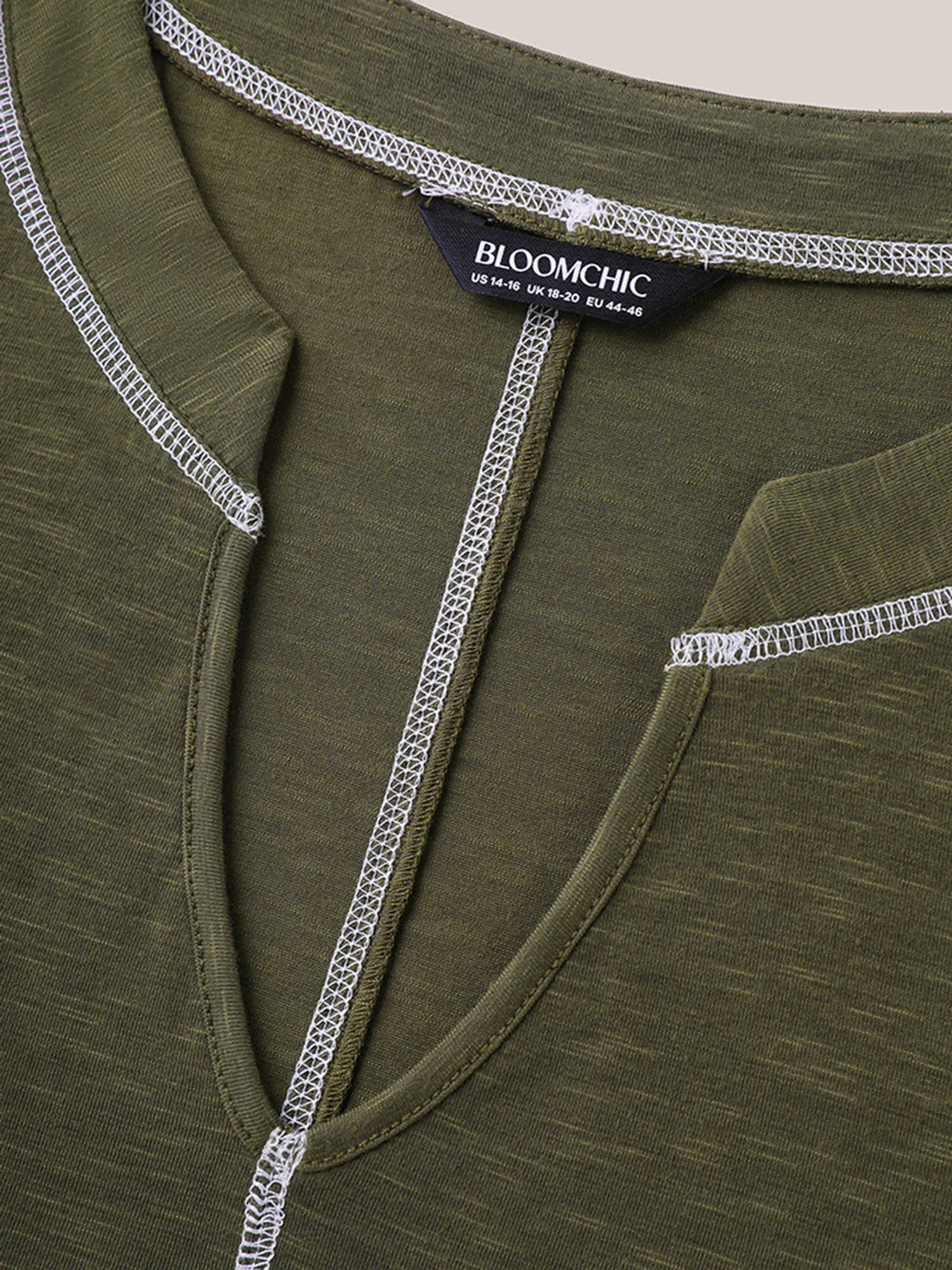 Color Contrast Trim Notched Collar T-Shirt sold by Bloomchic product image thumbnail 5