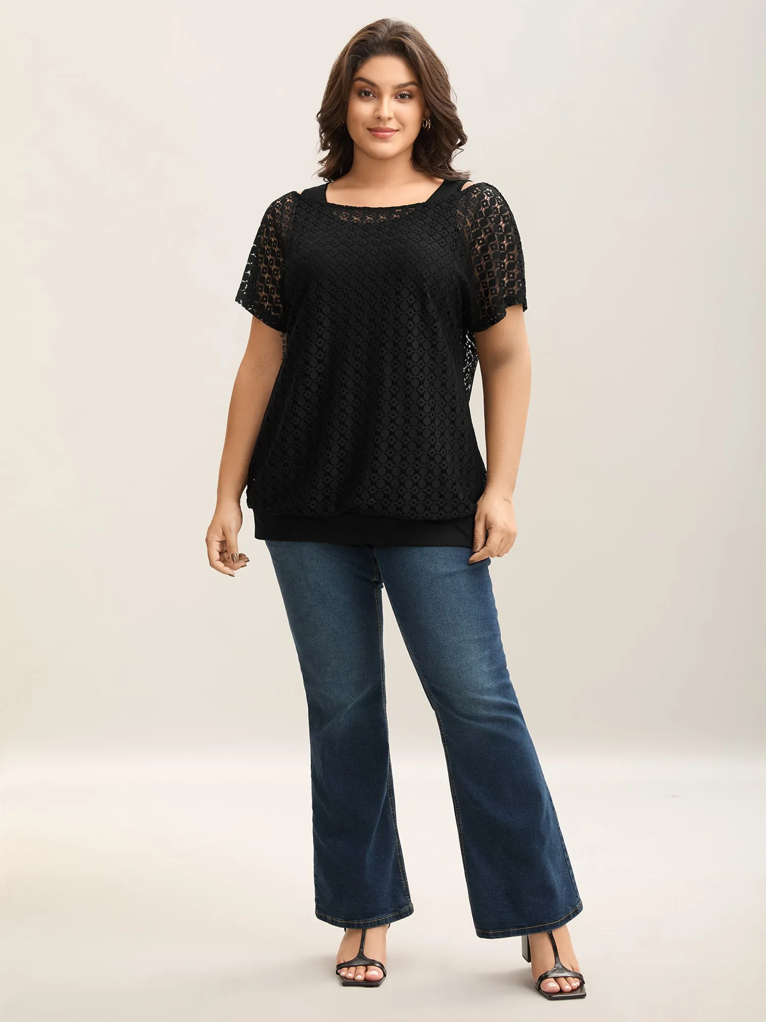 2-in-1 Cut-Out Plain Knit Top sold by Bloomchic product image thumbnail 3
