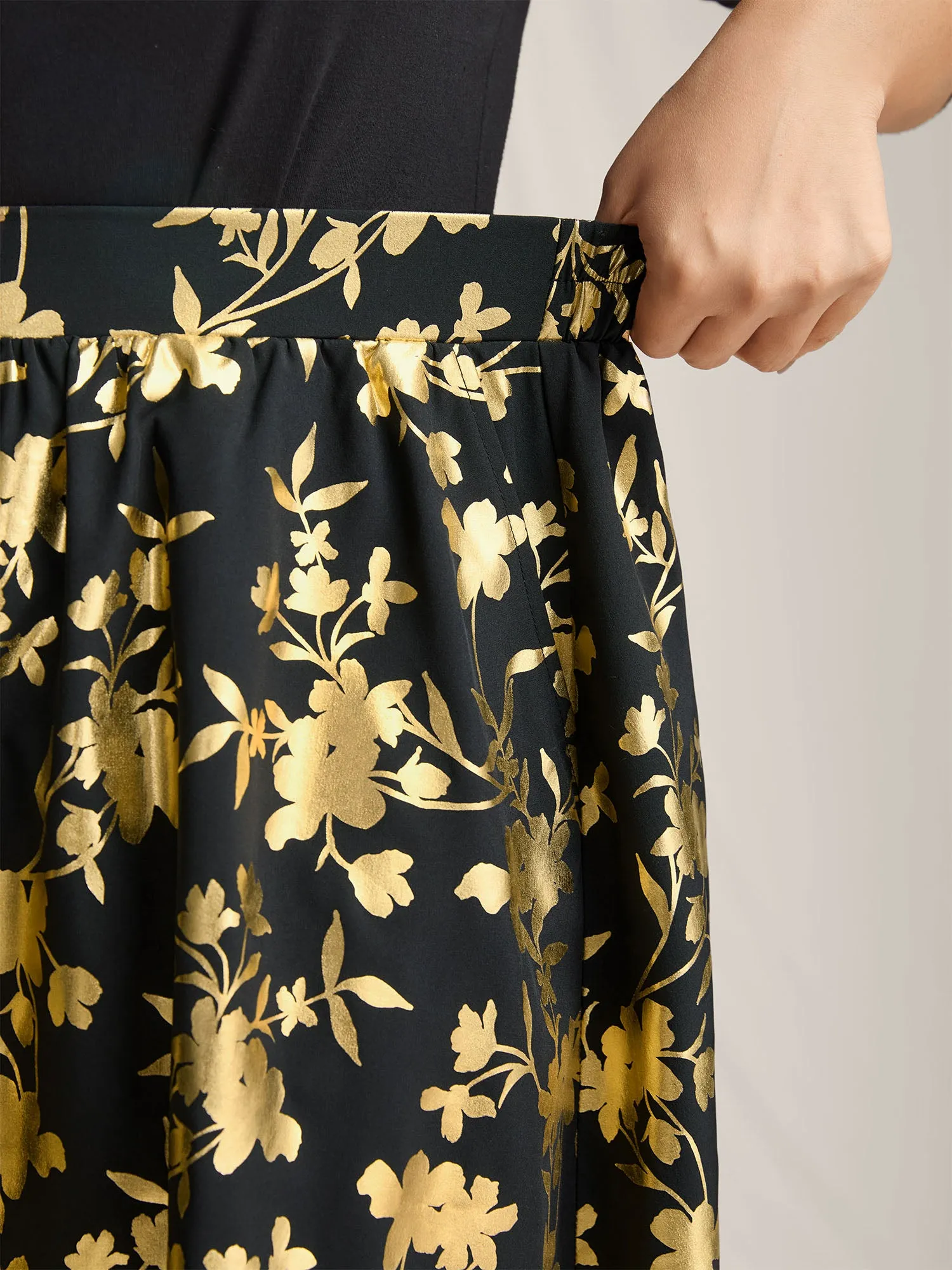 Shimmery Floral Hot Stamping Midi Skirt sold by Bloomchic product image thumbnail 2