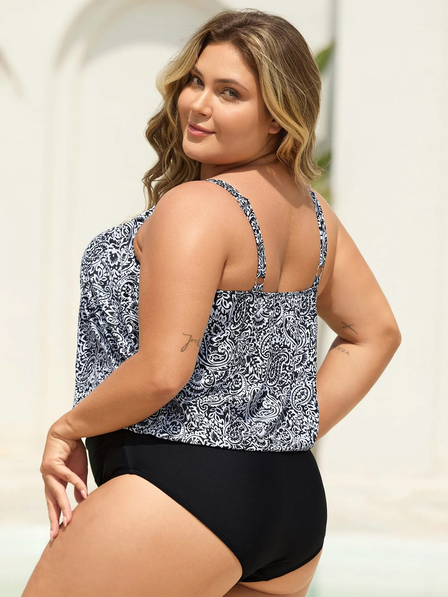 Paisley Print Ruched One-Piece Swimsuit sold by Bloomchic product image thumbnail 2