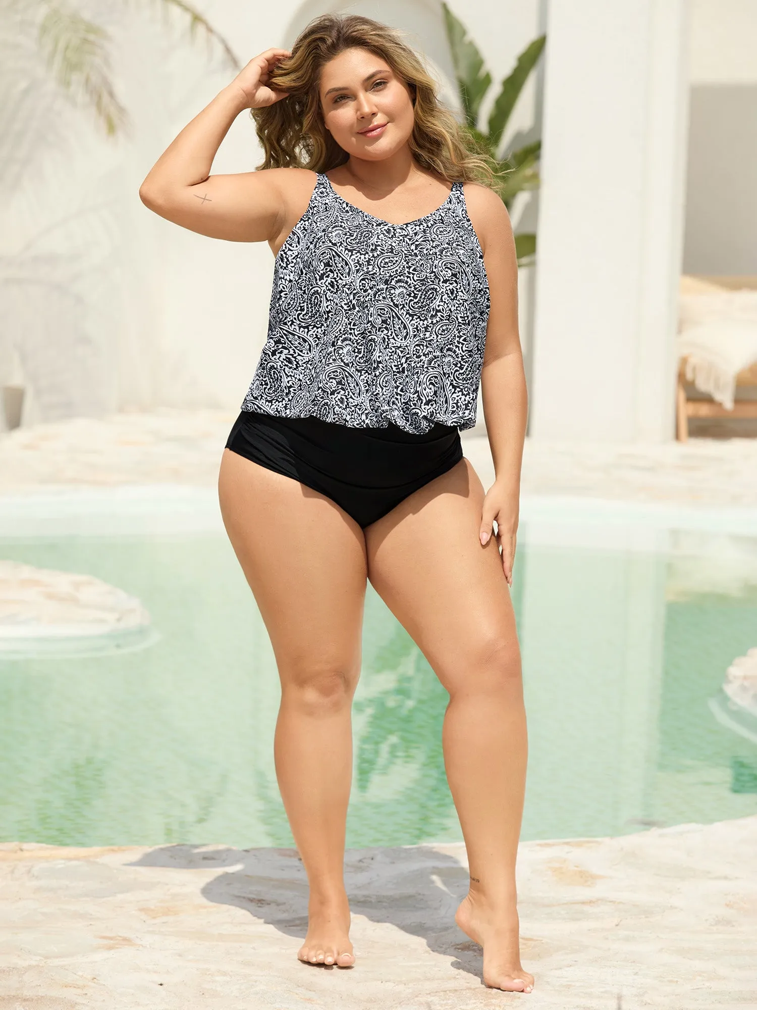 Paisley Print Ruched One-Piece Swimsuit sold by Bloomchic product image thumbnail 3