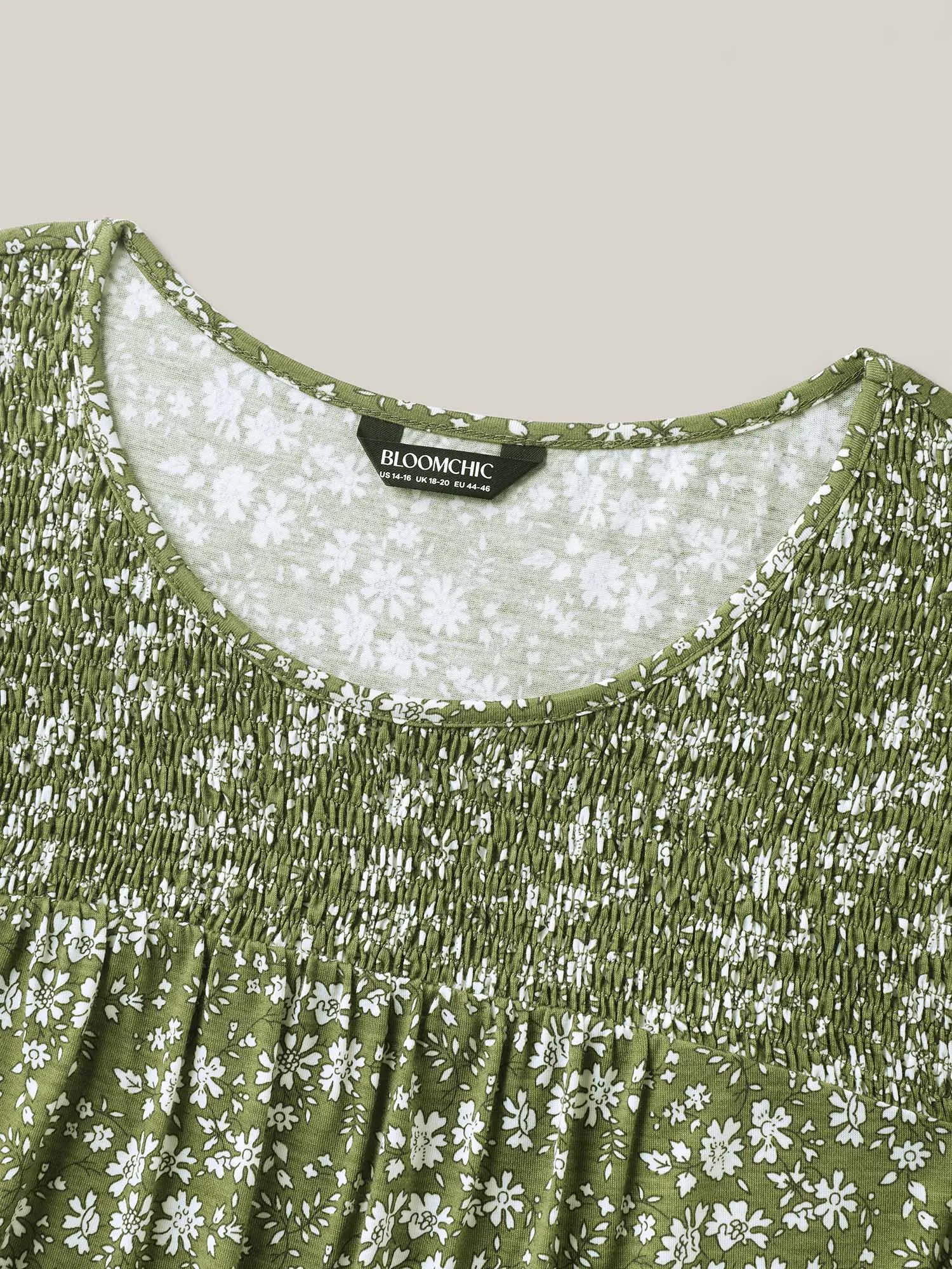 Floral Print Shirred Neck T-Shirt sold by Bloomchic product image thumbnail 5