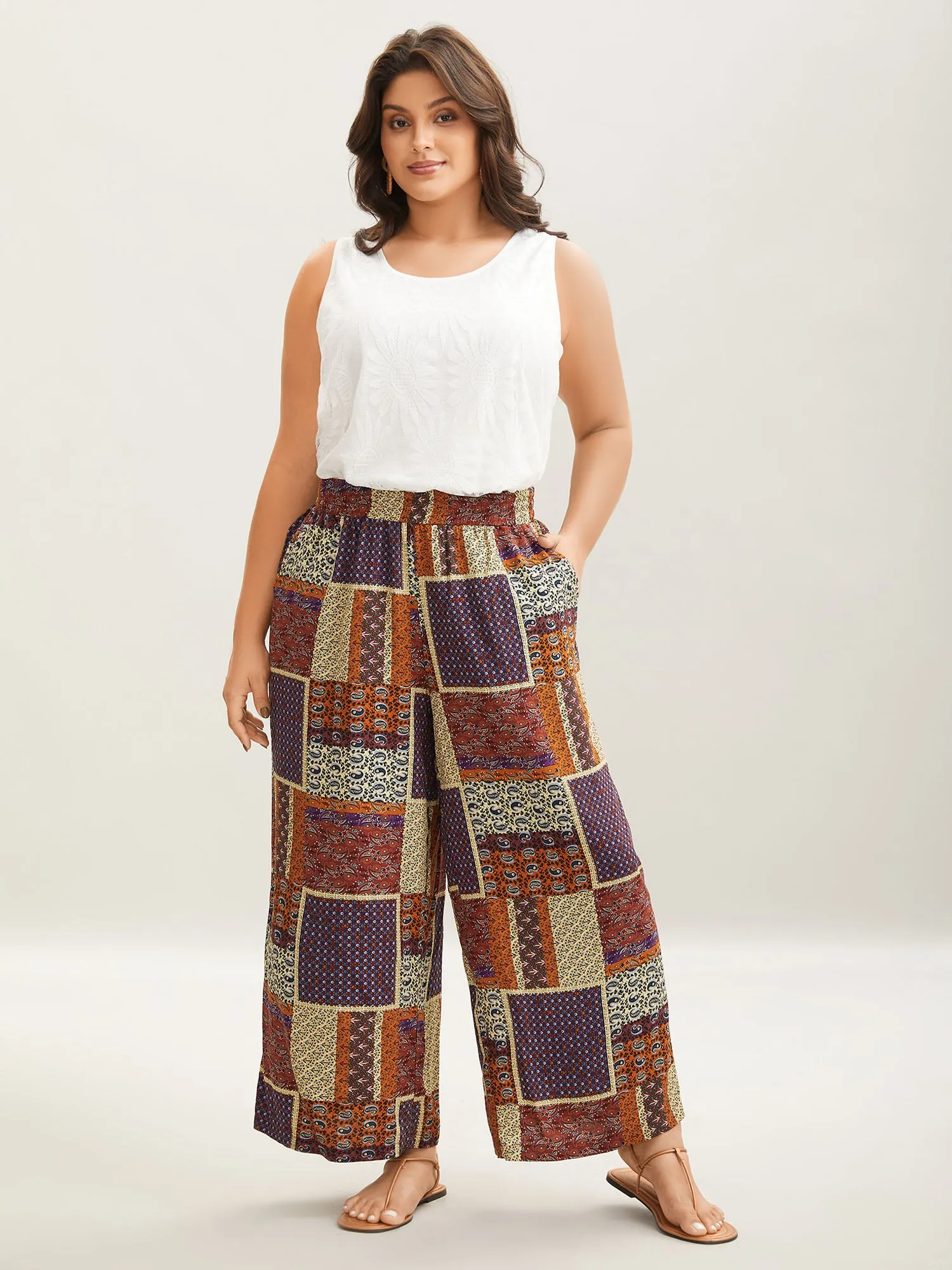 Collage Floral Print Wide-Leg Pants sold by Bloomchic product image thumbnail 3