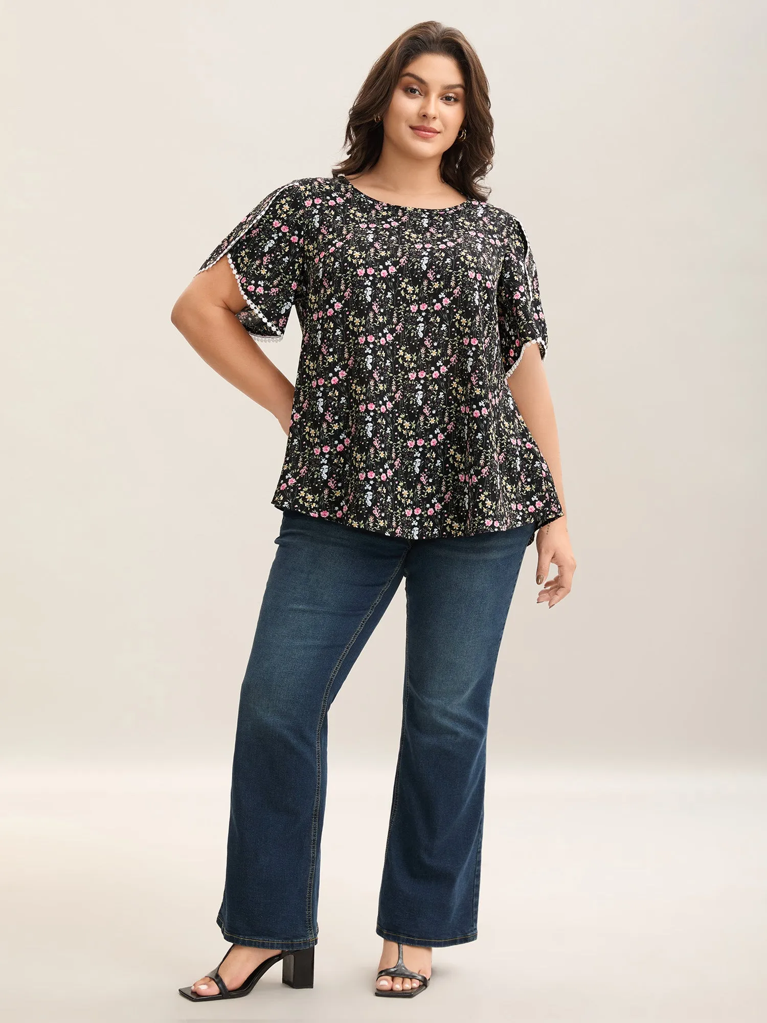 Floral Print Petal Sleeve Shirt sold by Bloomchic product image thumbnail 3