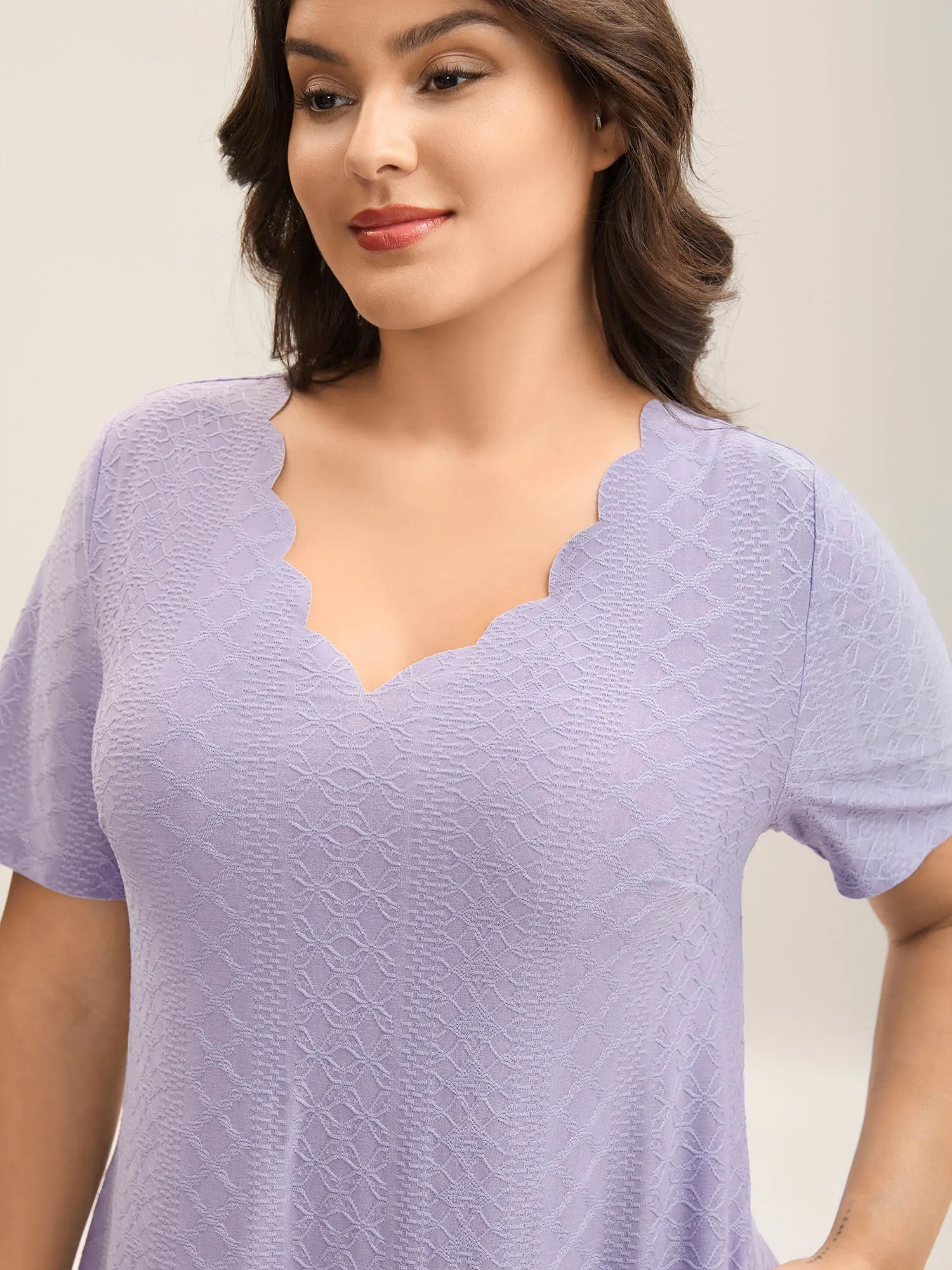 Textured Knit Scalloped Neckline Midi Dress sold by Bloomchic product image thumbnail 2