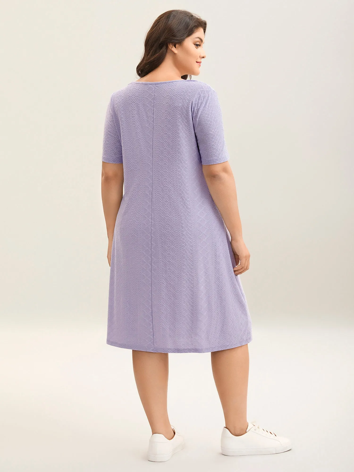 Textured Knit Scalloped Neckline Midi Dress sold by Bloomchic product image thumbnail 4