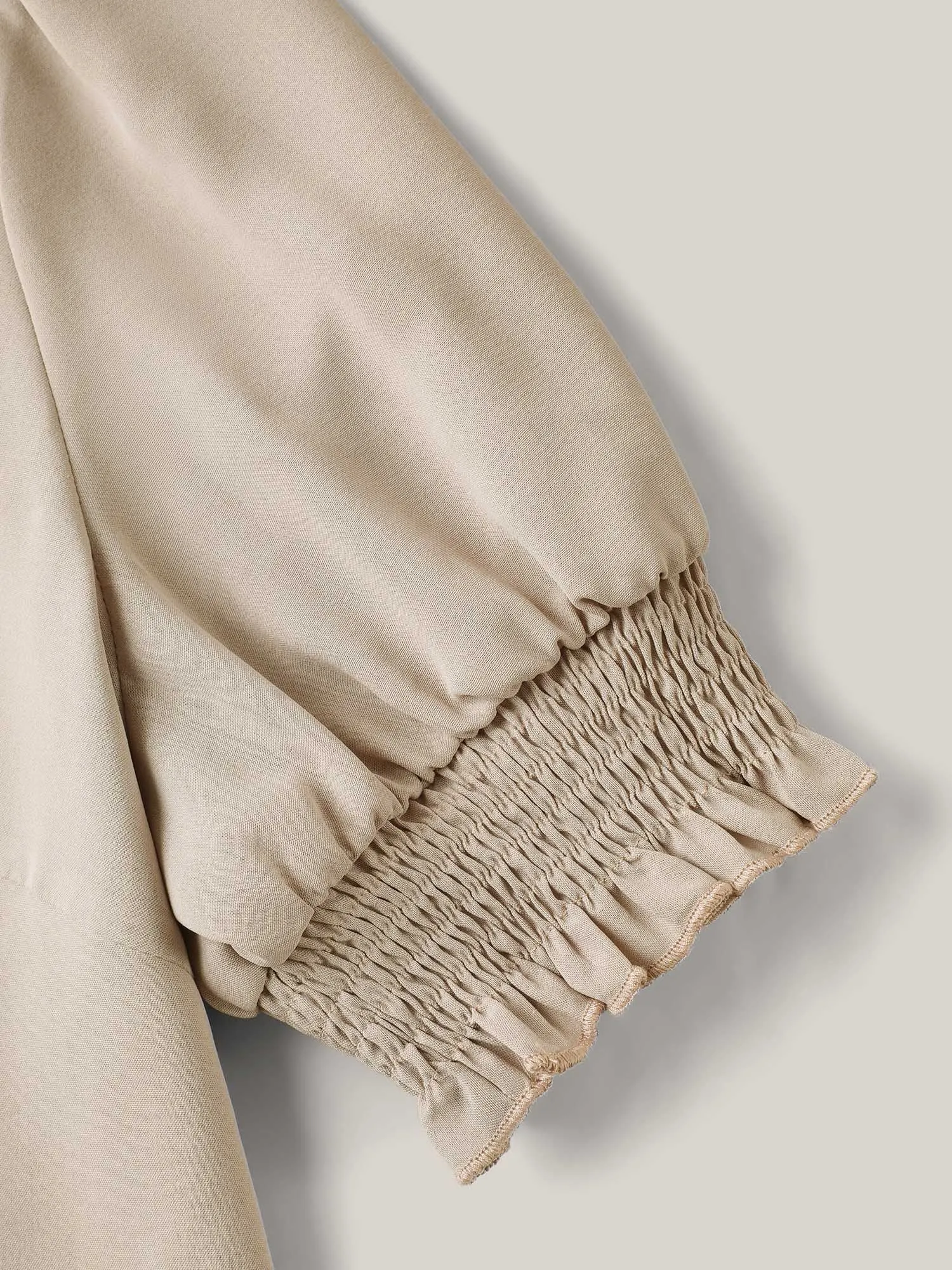 Shirred Puff Sleeve Split Neck Shirt sold by Bloomchic product image thumbnail 5