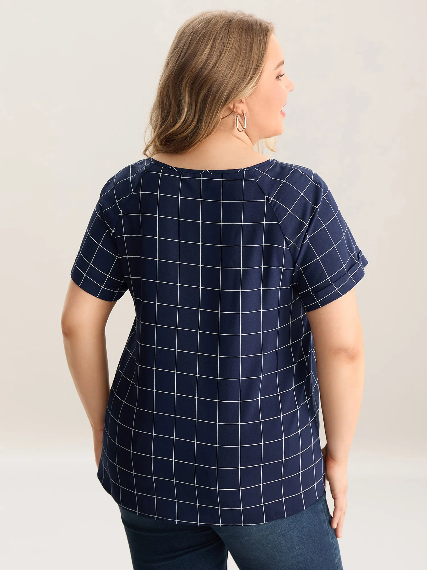 Checkered Print Neck Tie Blouse sold by Bloomchic product image thumbnail 4