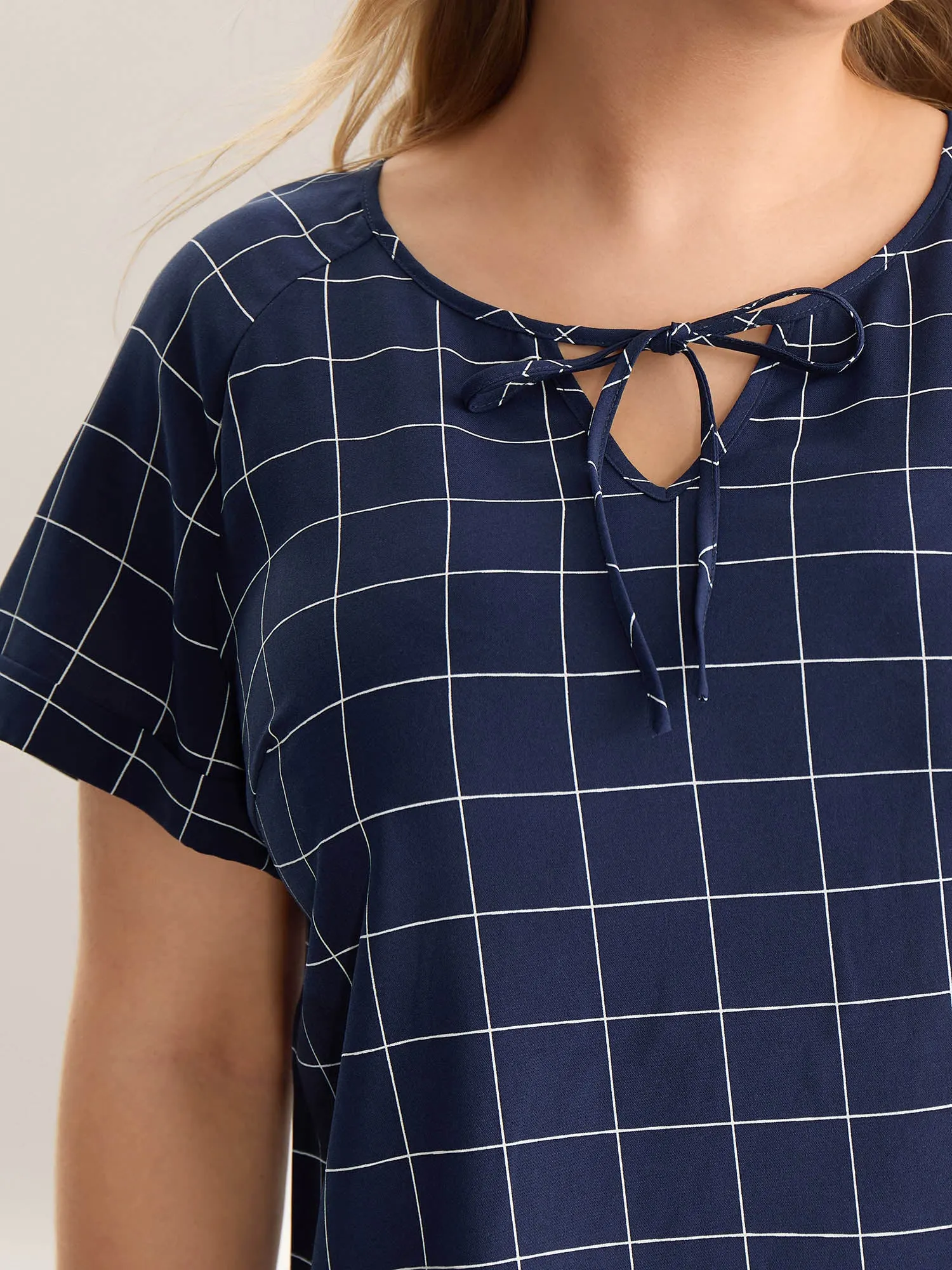 Checkered Print Neck Tie Blouse sold by Bloomchic product image thumbnail 2