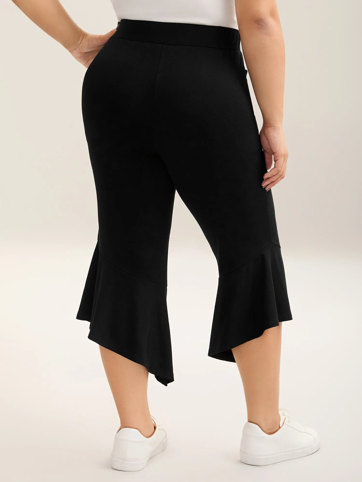 Stretchy Ruffled Hem Cropped Pants sold by Bloomchic product image thumbnail 5