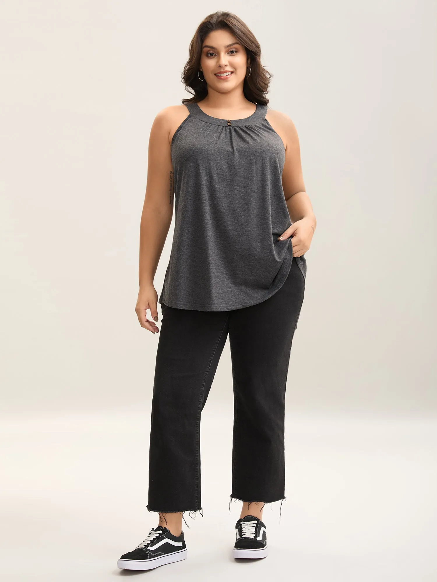 Pleated Button Detail Tank Top sold by Bloomchic product image thumbnail 3