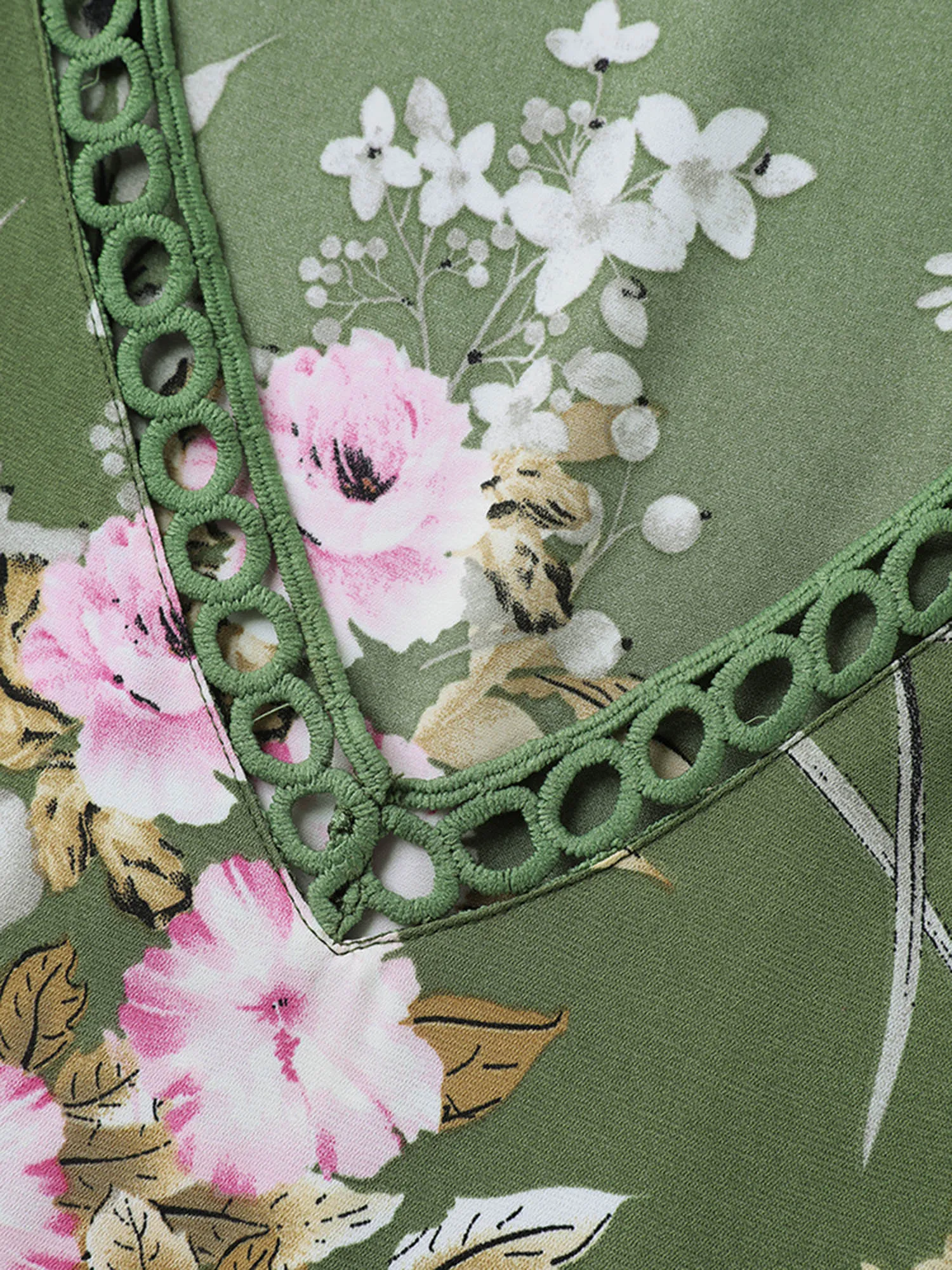 Floral Print Lace Trim Pockets Maxi Dress sold by Bloomchic product image thumbnail 5