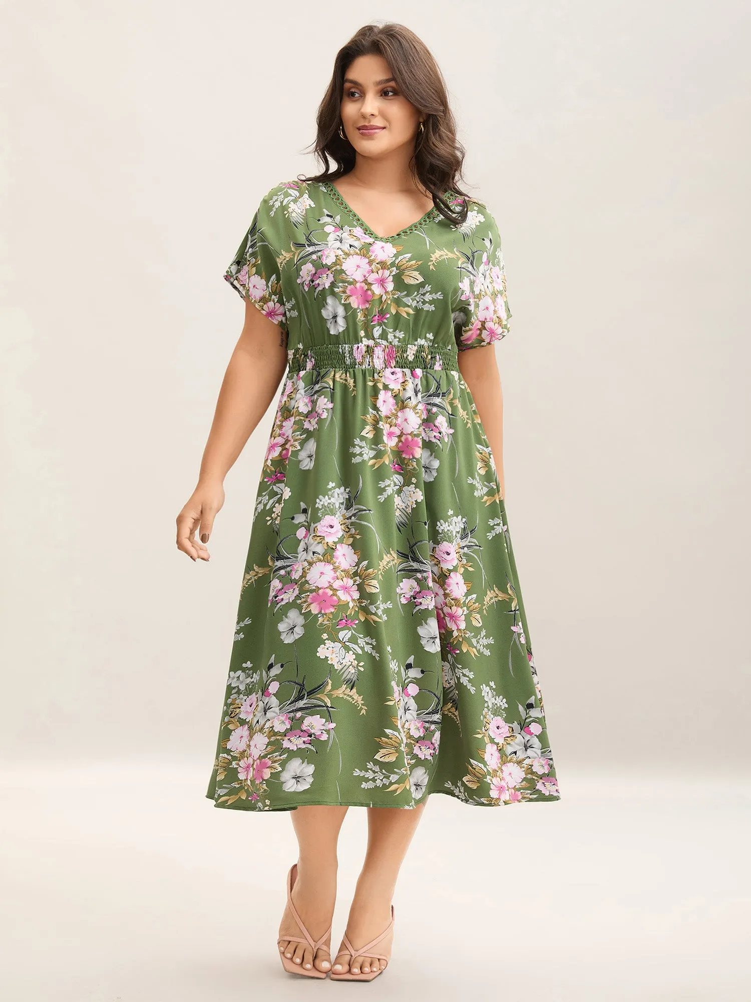 Floral Print Lace Trim Pockets Maxi Dress sold by Bloomchic product image thumbnail 3