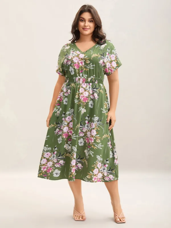 Floral Print Lace Trim Pockets Maxi Dress sold by Bloomchic