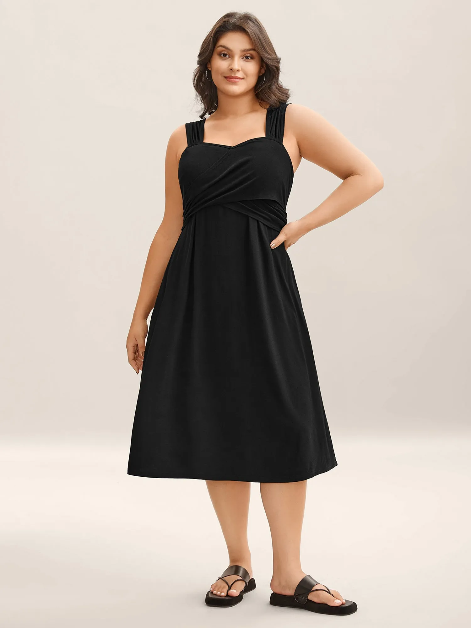 Crosswrap Bodice Pockets Midi Dress sold by Bloomchic product image thumbnail 3