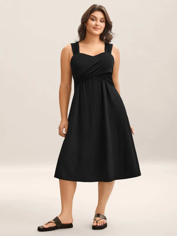 Crosswrap Bodice Pockets Midi Dress sold by Bloomchic
