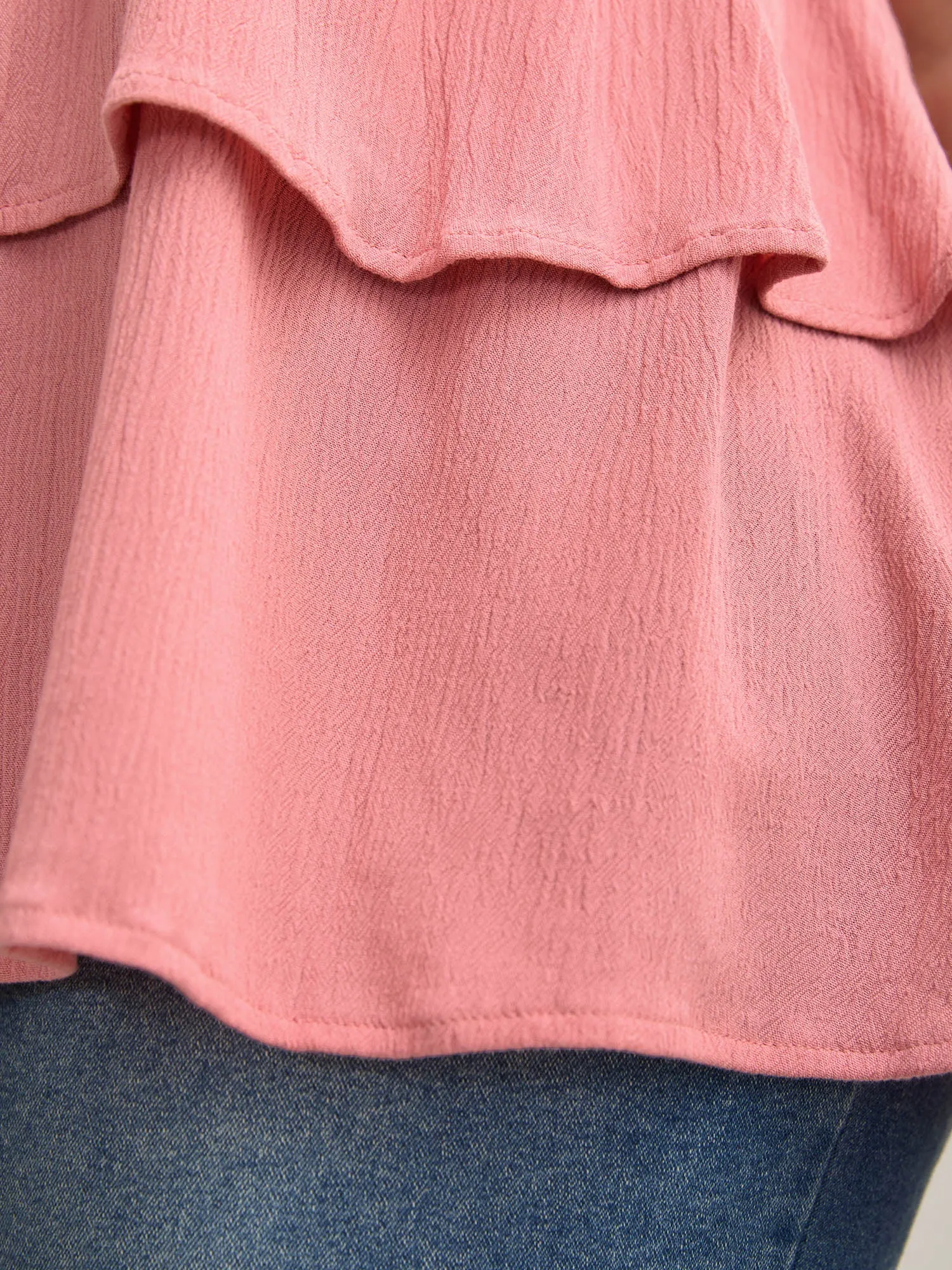 Rayon Ruffled Layered Hem Button Blouse sold by Bloomchic product image thumbnail 4