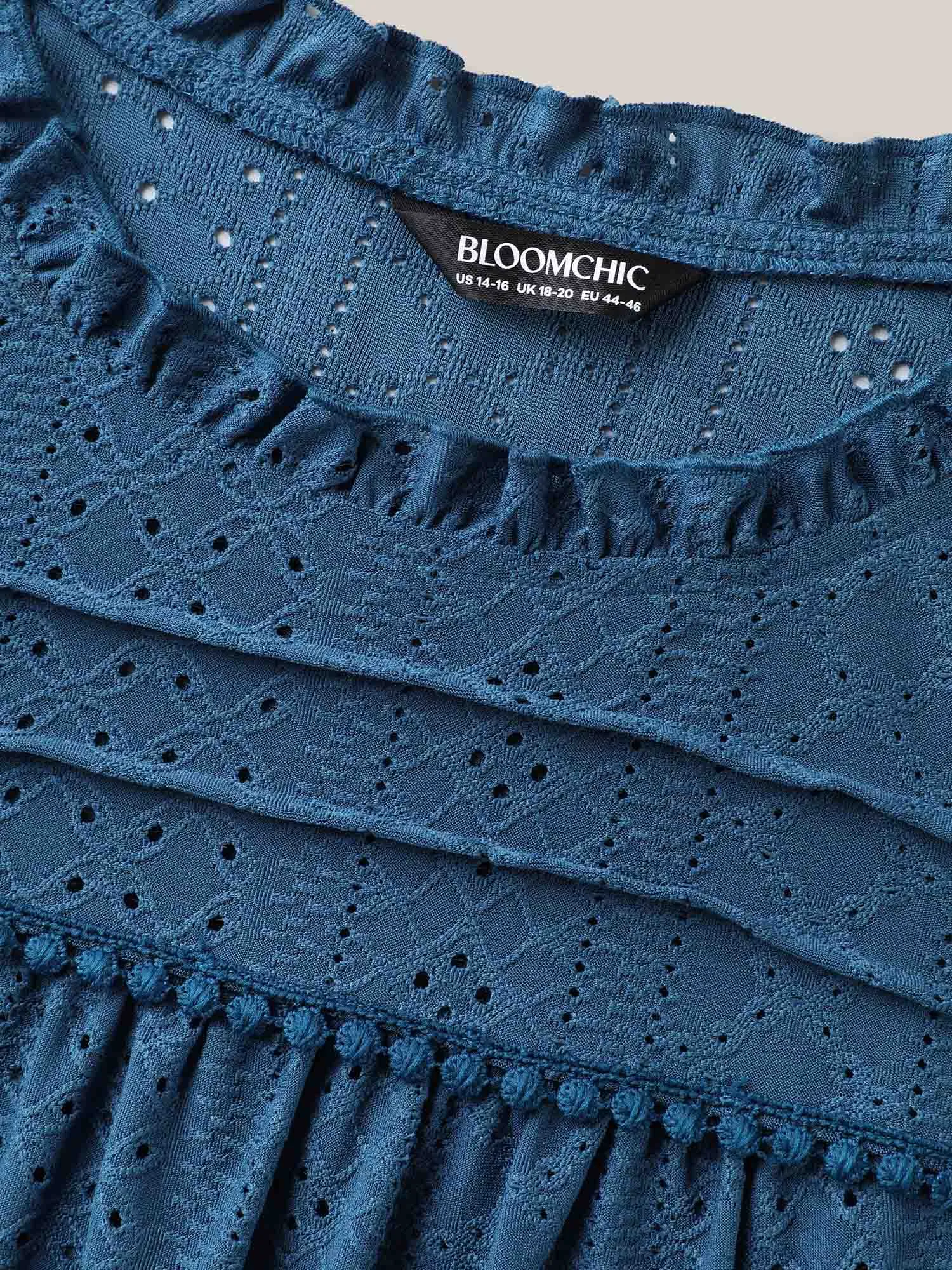 Ruffled Neck Eyelet Lace Trim Top sold by Bloomchic product image thumbnail 5