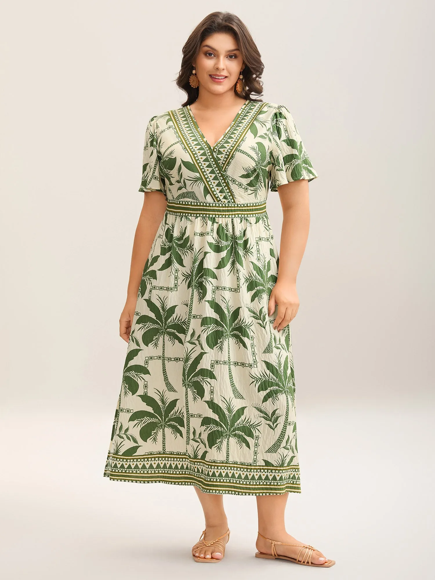 Tropical Tree Print Contrast Hem Maxi Dress sold by Bloomchic product image thumbnail 3