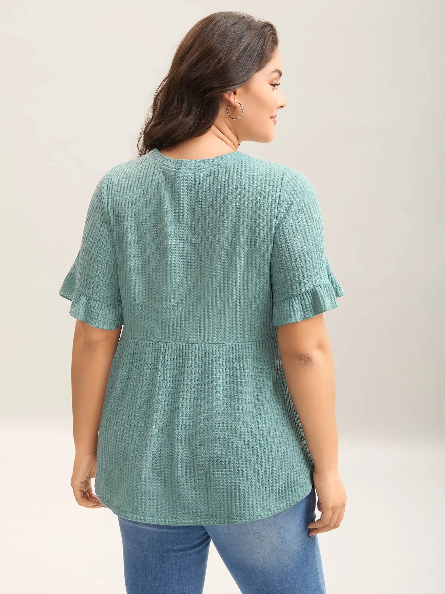 Waffle Lotus Leaf Hem T-Shirt sold by Bloomchic product image thumbnail 4