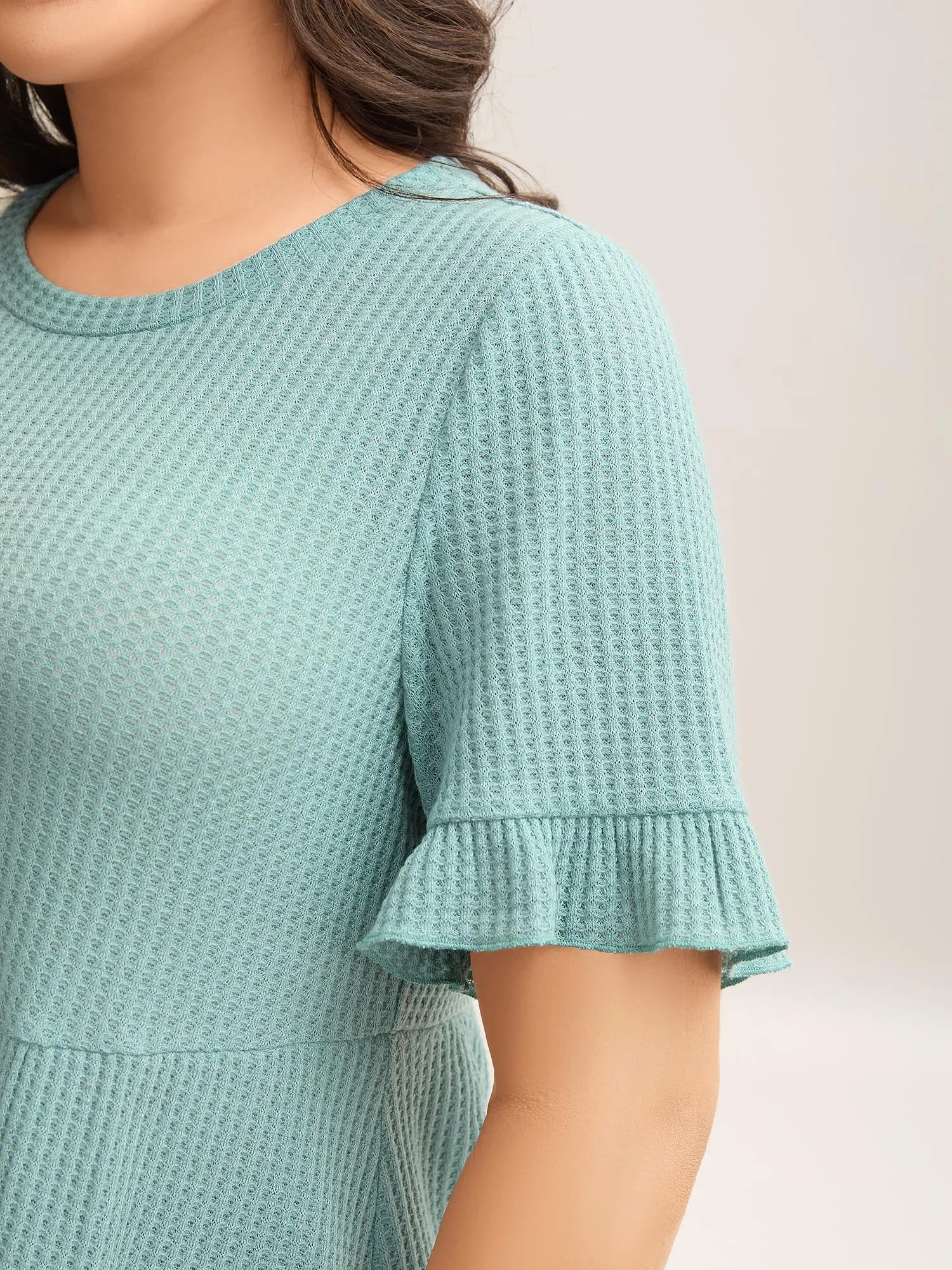 Waffle Lotus Leaf Hem T-Shirt sold by Bloomchic product image thumbnail 2