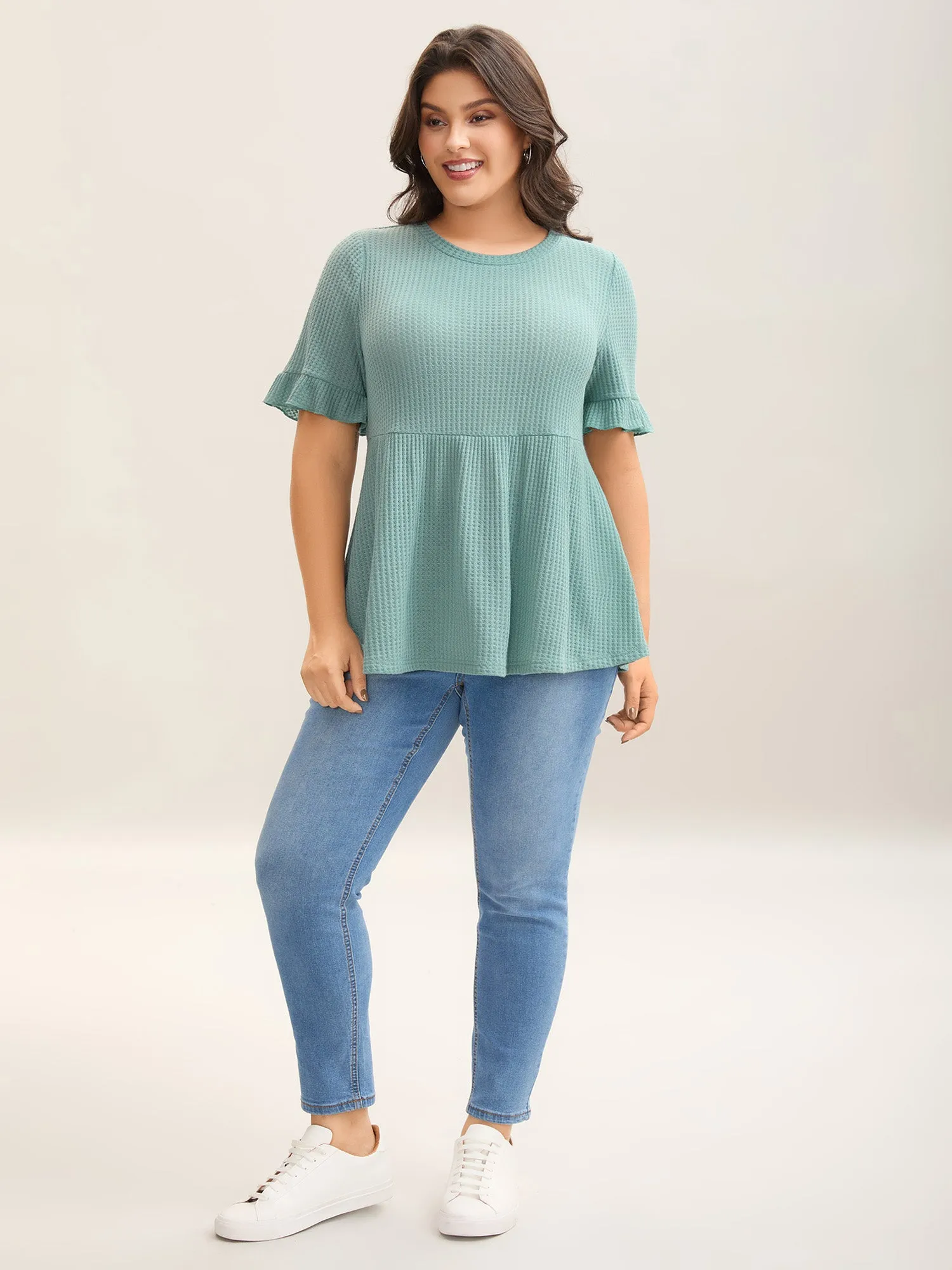 Waffle Lotus Leaf Hem T-Shirt sold by Bloomchic product image thumbnail 3