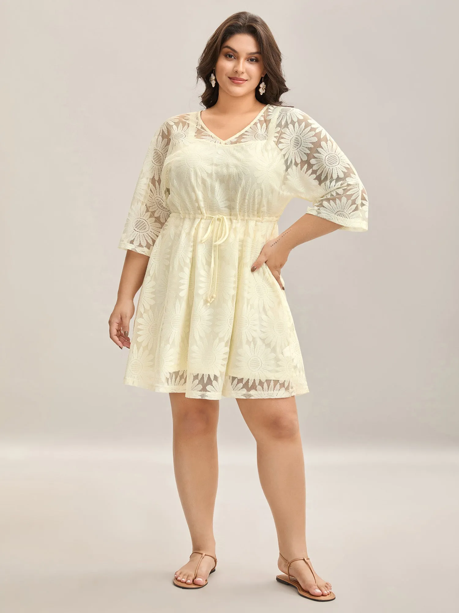 Woven Tied Two-Piece Sheer Midi Dress sold by Bloomchic product image thumbnail 3