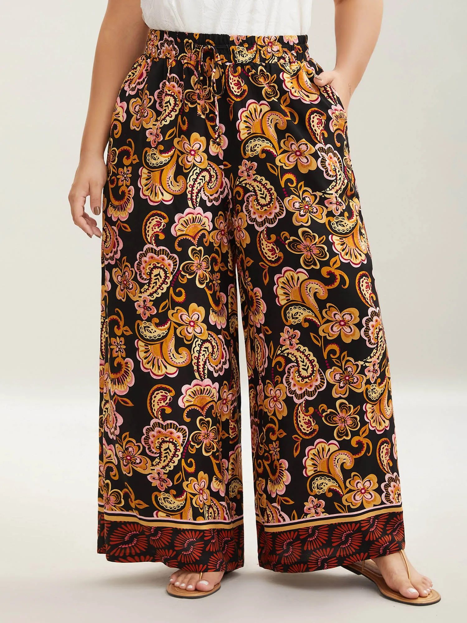 Paisley Print Drawstring Flowy Pants sold by Bloomchic