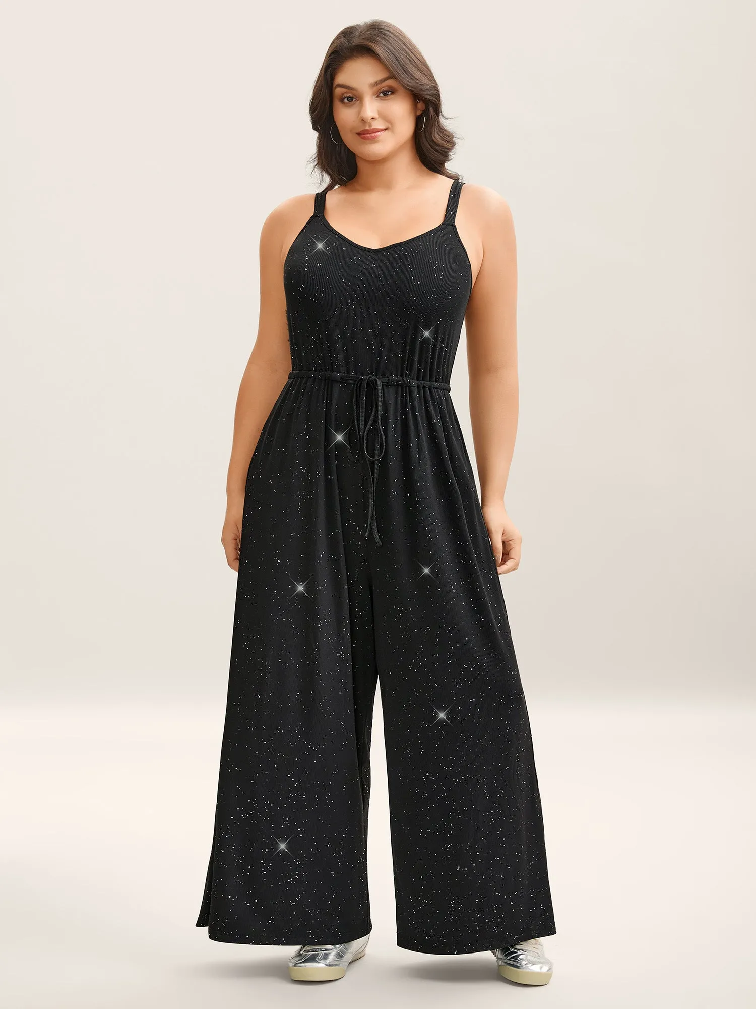 Sequins Waist-Tie Wide-Leg Jumpsuit sold by Bloomchic product image thumbnail 3